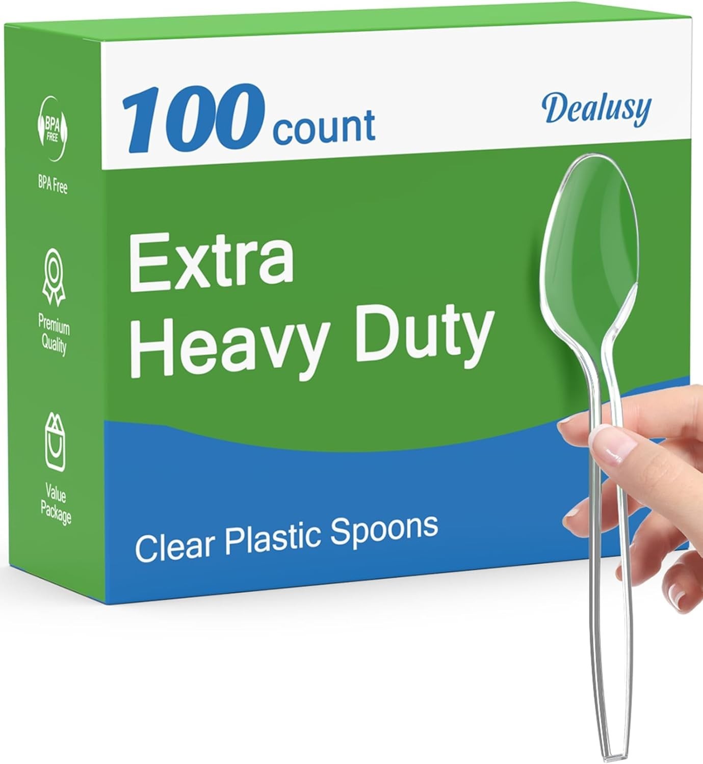 100 Count Clear Plastic Spoons Disposable, BPA-Free, Heat Resistant, Solid an…