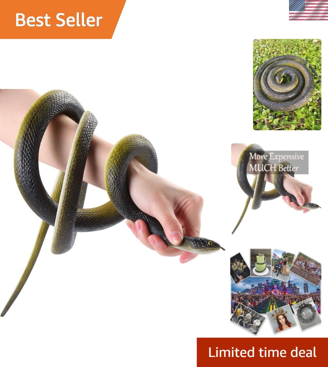 53” Large Rubber Snakes Super Realistic, Fake Snake Looks So Real, Snake Toy …