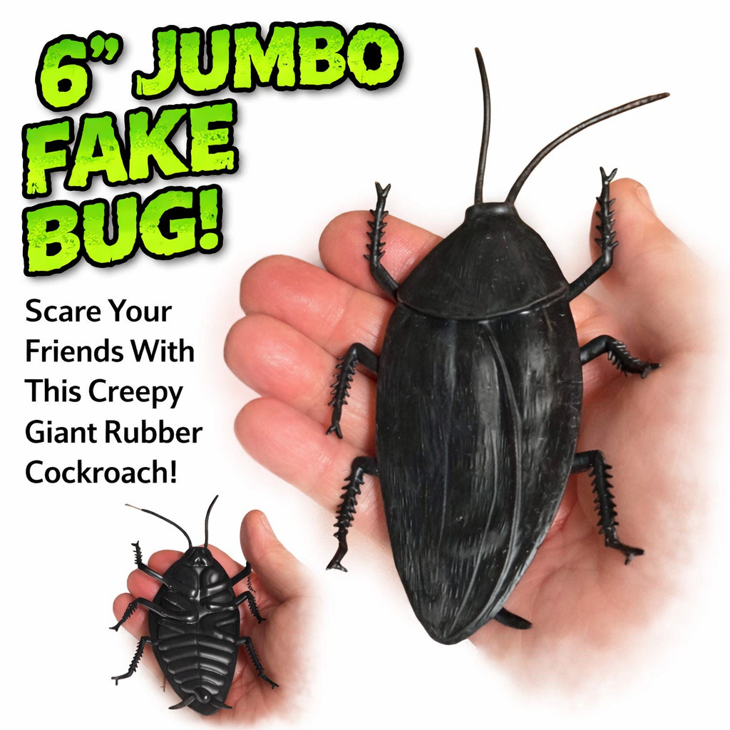 JUMBO COCKROACH 6″ Giant Rubber Fake Bug Prank Joke Gag Funny Roach Halloween