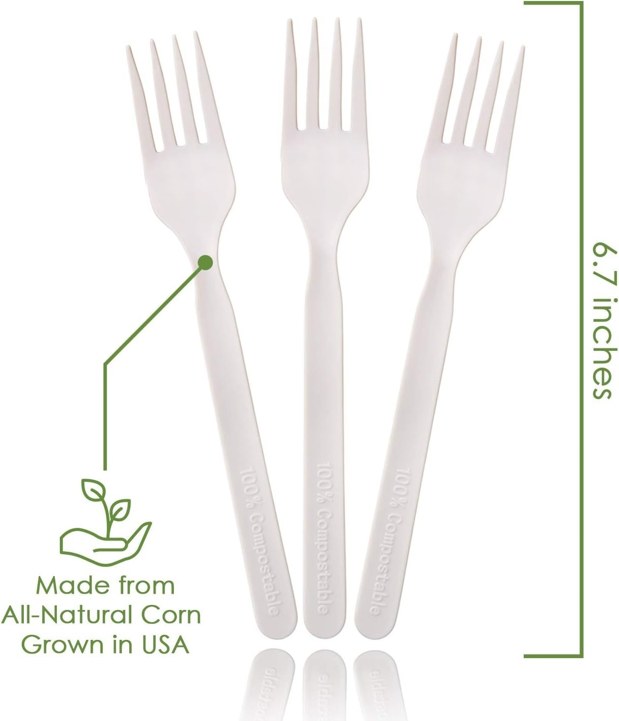 100% Compostable Forks – 500 Large Disposable Utensils 7 in. Bulk Size Eco Fr…