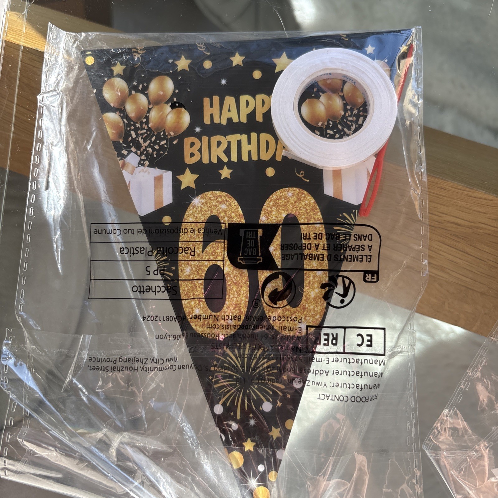 Black and Gold 60th Birthday Banner Bunting Flags 60th Birthday Decorations 4×9