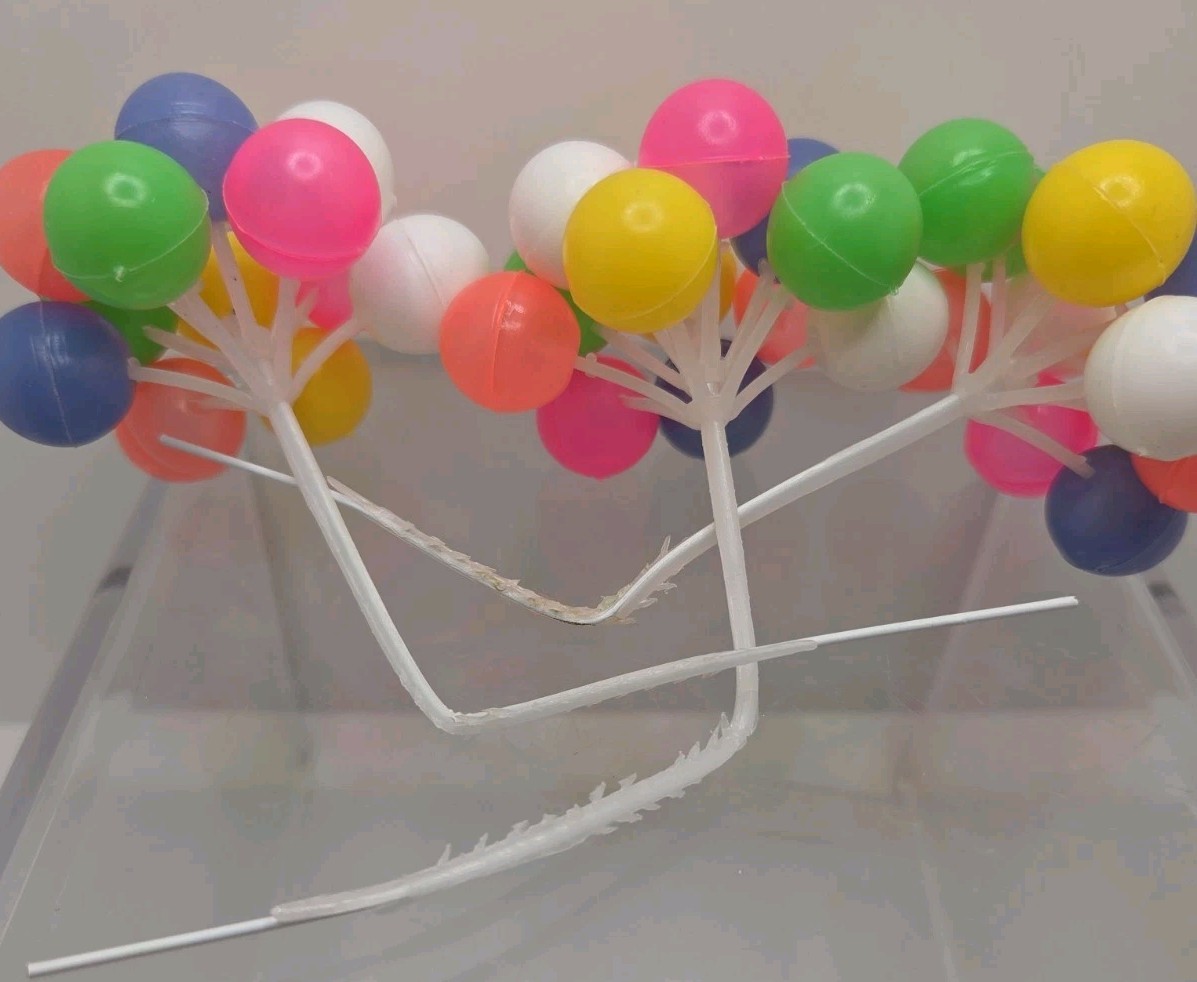 Vintage Plastic Balloon Cake Toppers 3 Clusters of 12 Retro Party Decorations