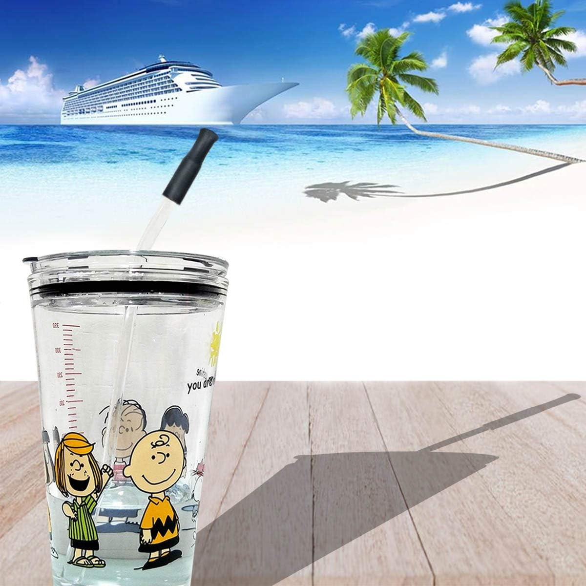 21Pcs Reusable Silicone Straw Tips, Stainless Straw Tips, Black Food Grade