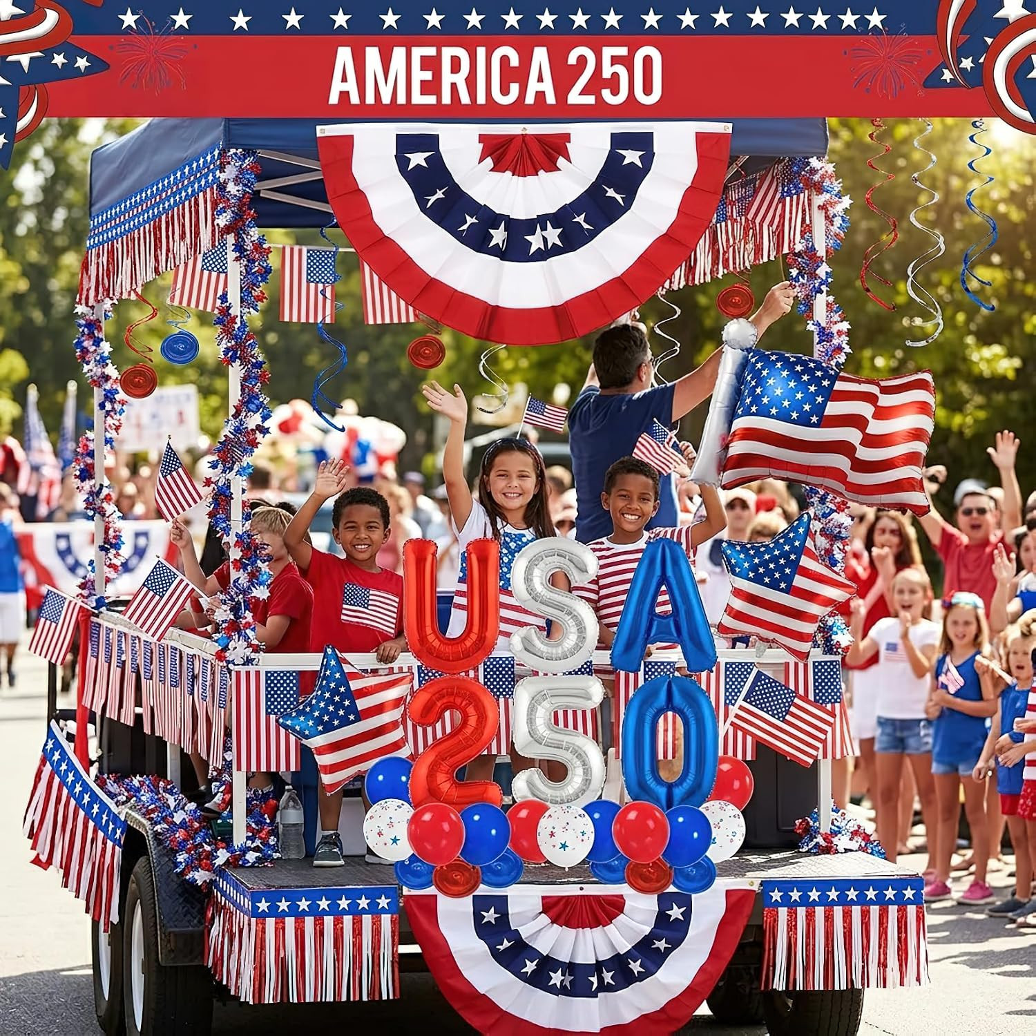 4Th of July Golf Cart Decoration Kit, Fourth of July Golf Cart Parade Float Deco