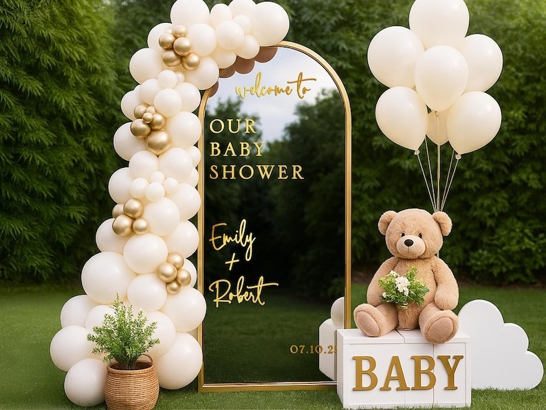 Custom Baby Shower Mirror Decal, Welcome Sign for Gender Reveal Party Decor