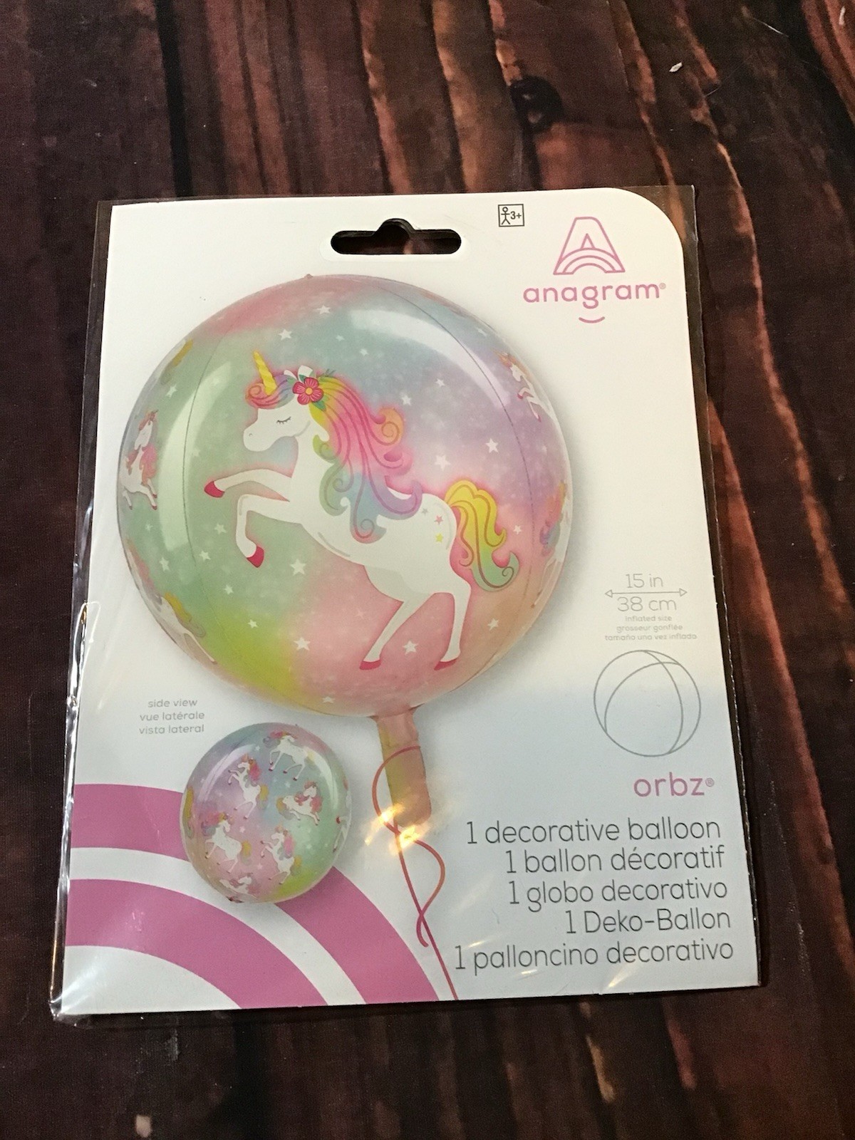 Unicorn Orbz 15 Inch Decorative Balloon -New