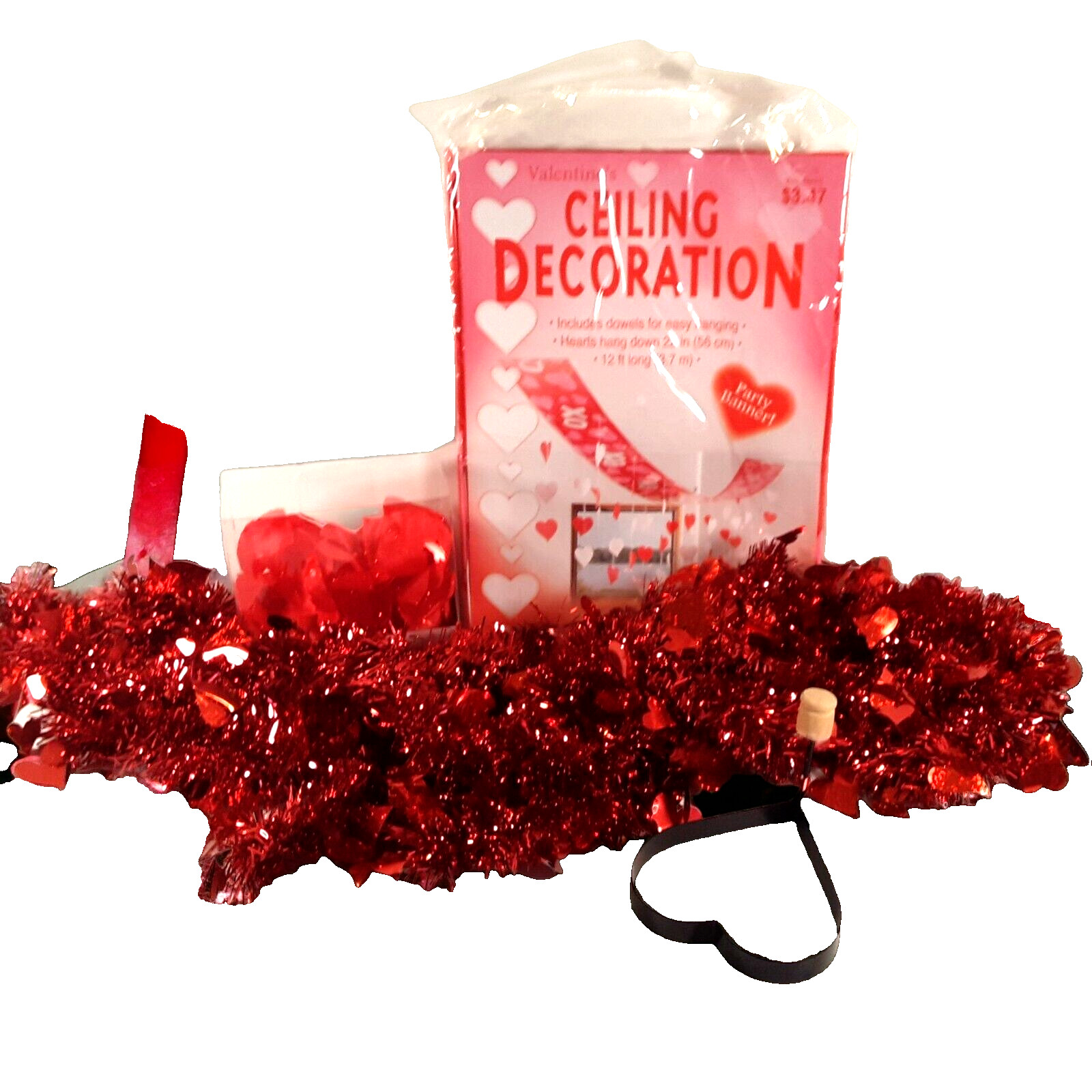 Valentine Party Decor – Banner & Garland Rose Petals – Heart Shape Pancake Form