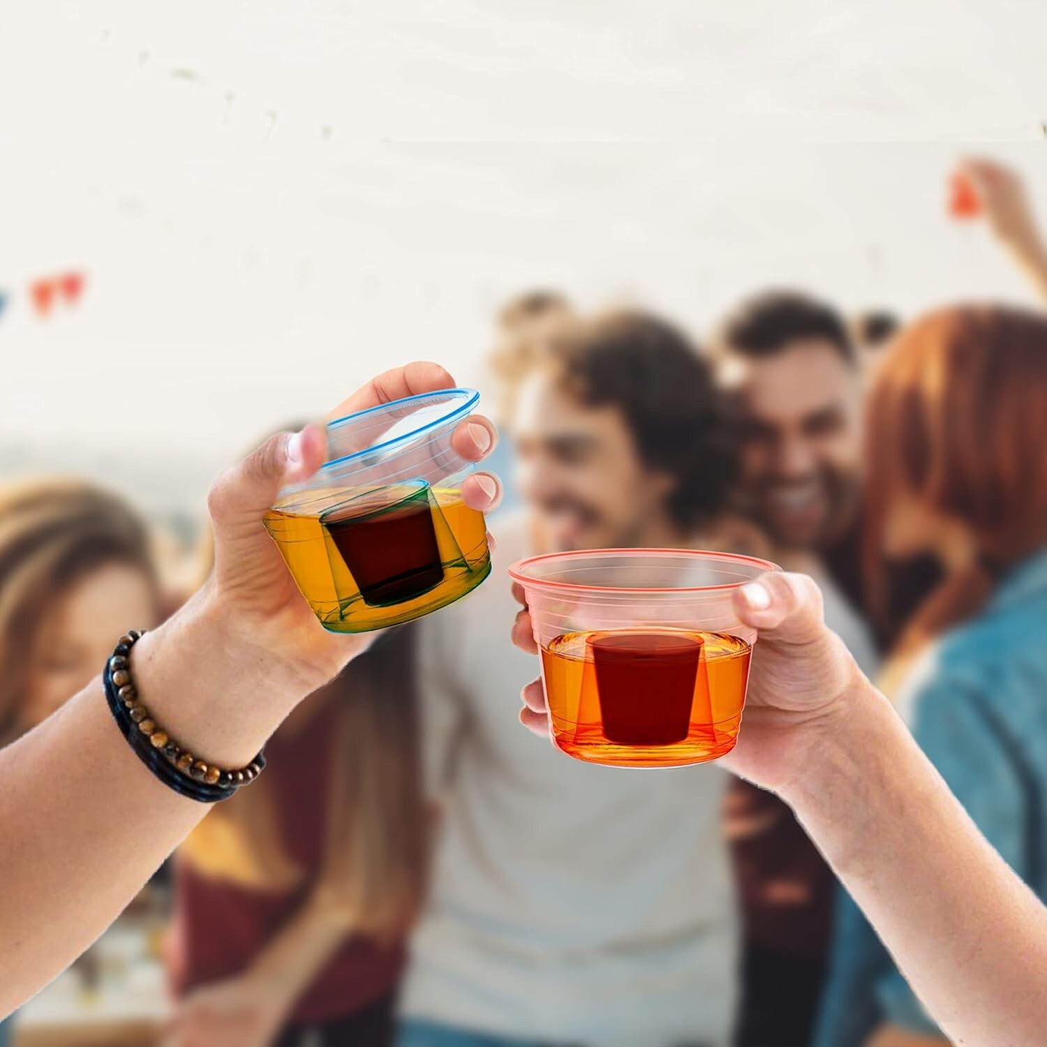 Plastic Bomber Cups Jager Bomb Party Shot Glasses Disposable Neon 500 or 100 Pcs