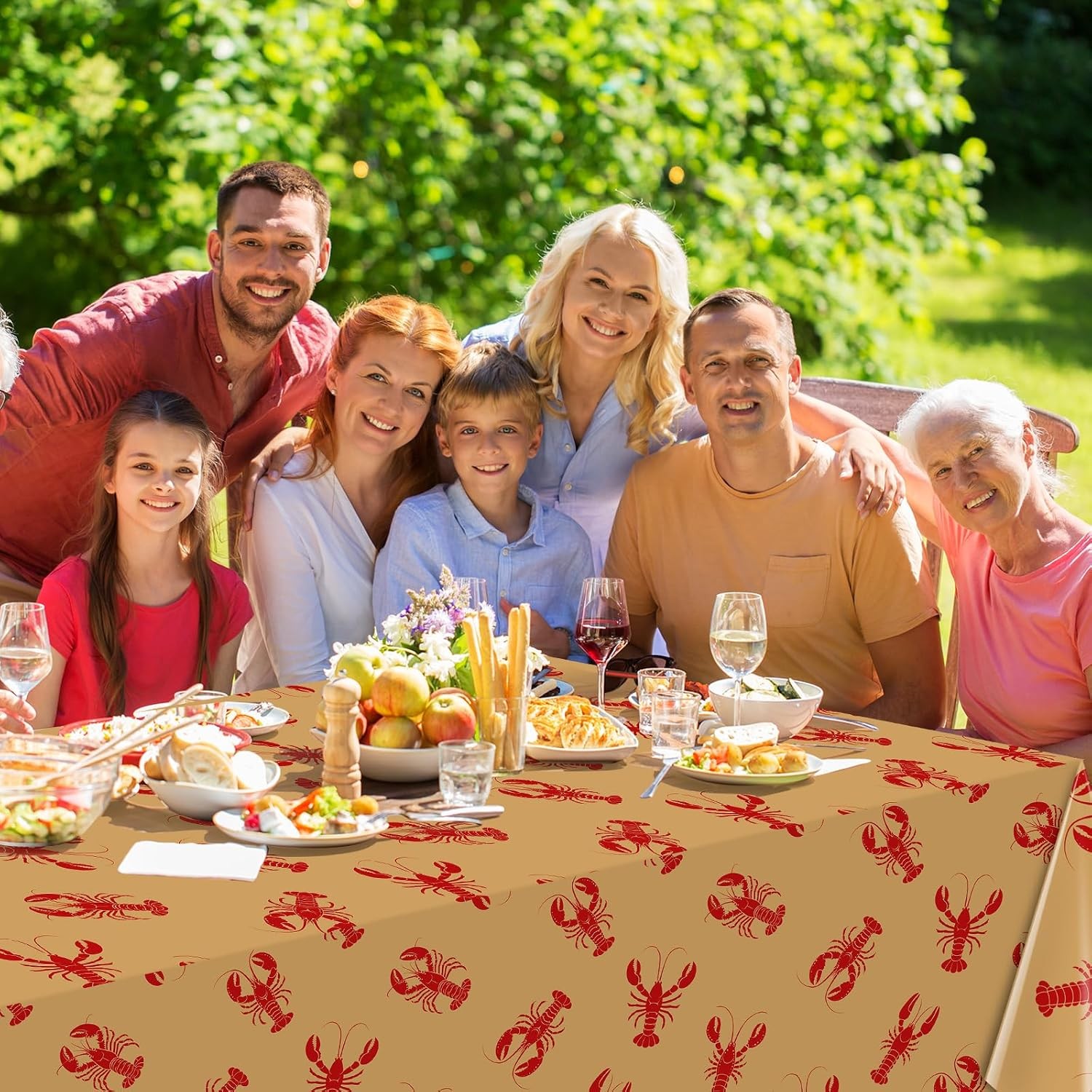 3 Pack Crawfish Boil Party Tablecloth 108×54 Inch, Plastic Disposable Rectangle