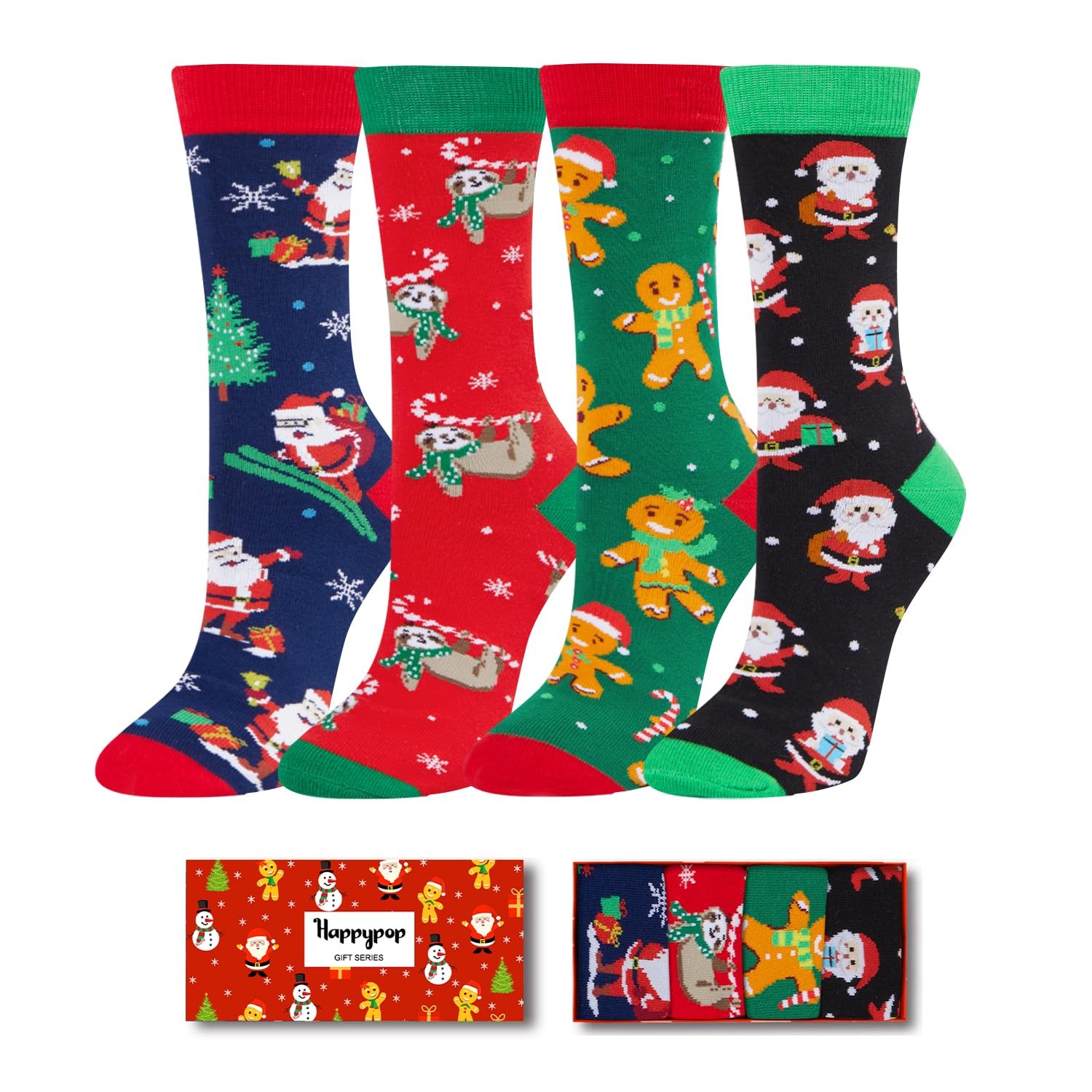 4 Pairs Kids Teens Christmas Socks Unisex Xmas Gift Adult Holiday Winter