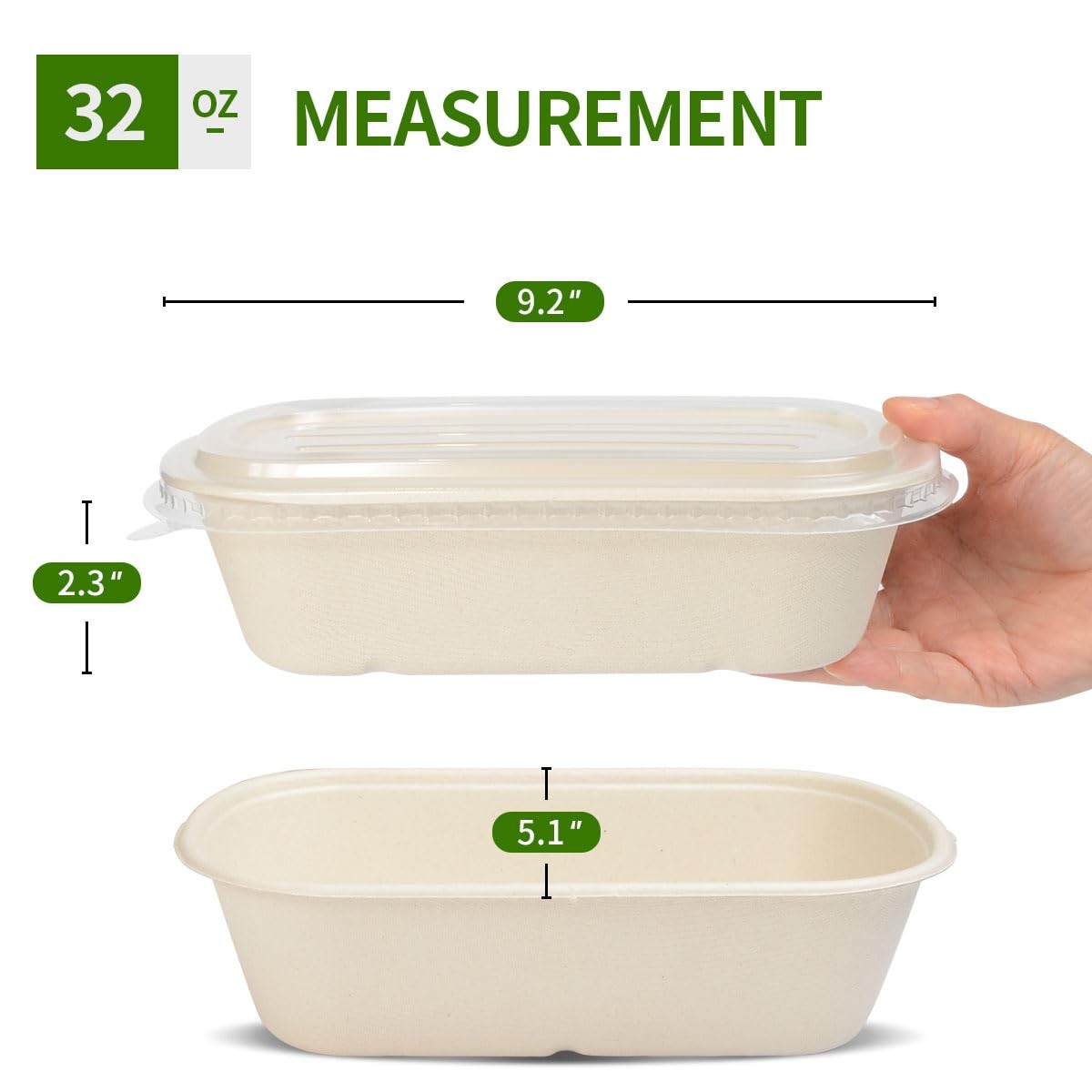 32 oz Disposable Meal Prep Containers with Lids 50 Pack | Disposable Food Con…