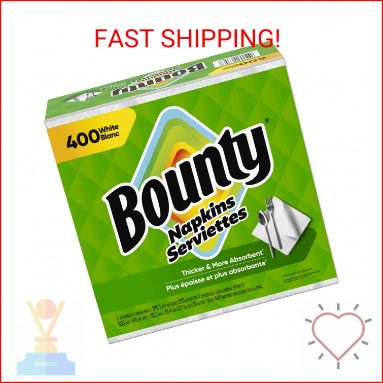 Bounty Paper Napkins, White, 400 Count
