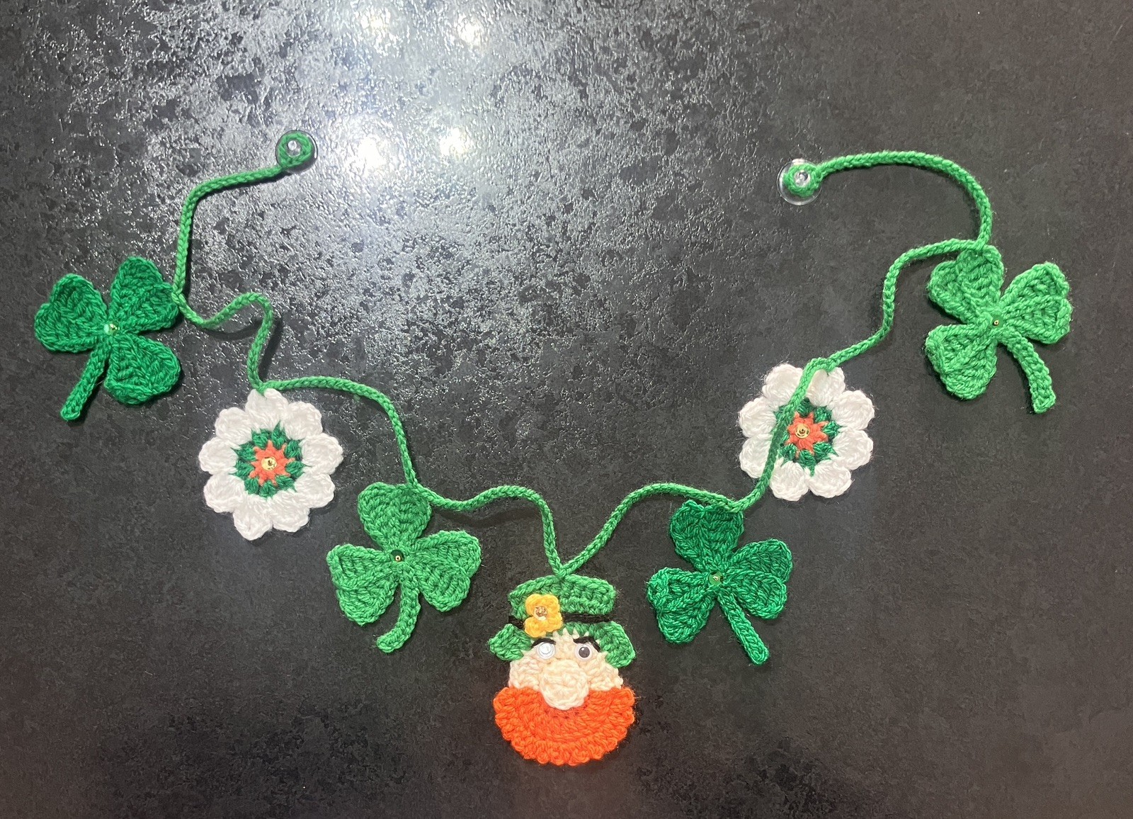 NEW crochet Shamrock Clover Bunting lucky Irish Window camper Birthday day gift