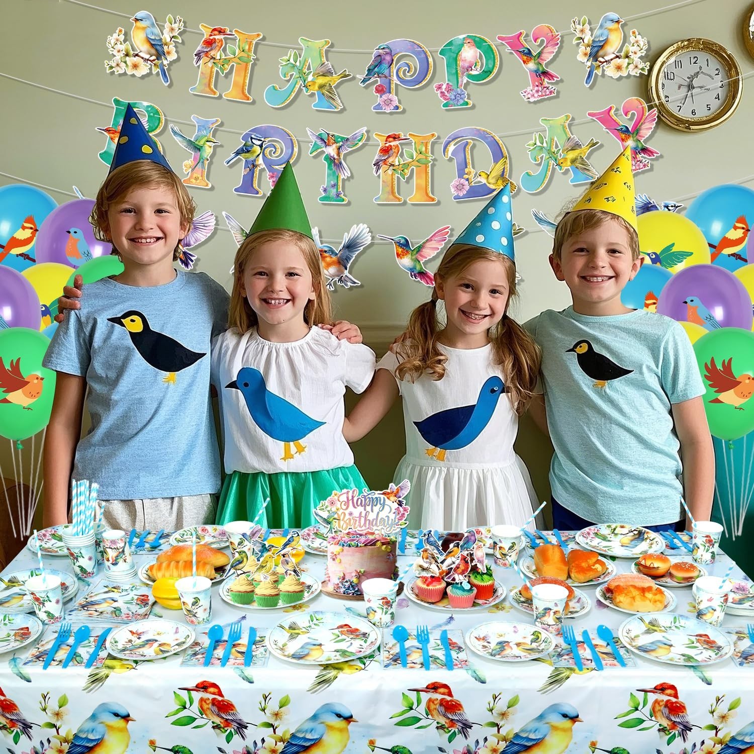 Bird Theme Party Supplies Set – Birthday Banners, Plates, Cups, Tablecloth & Bal