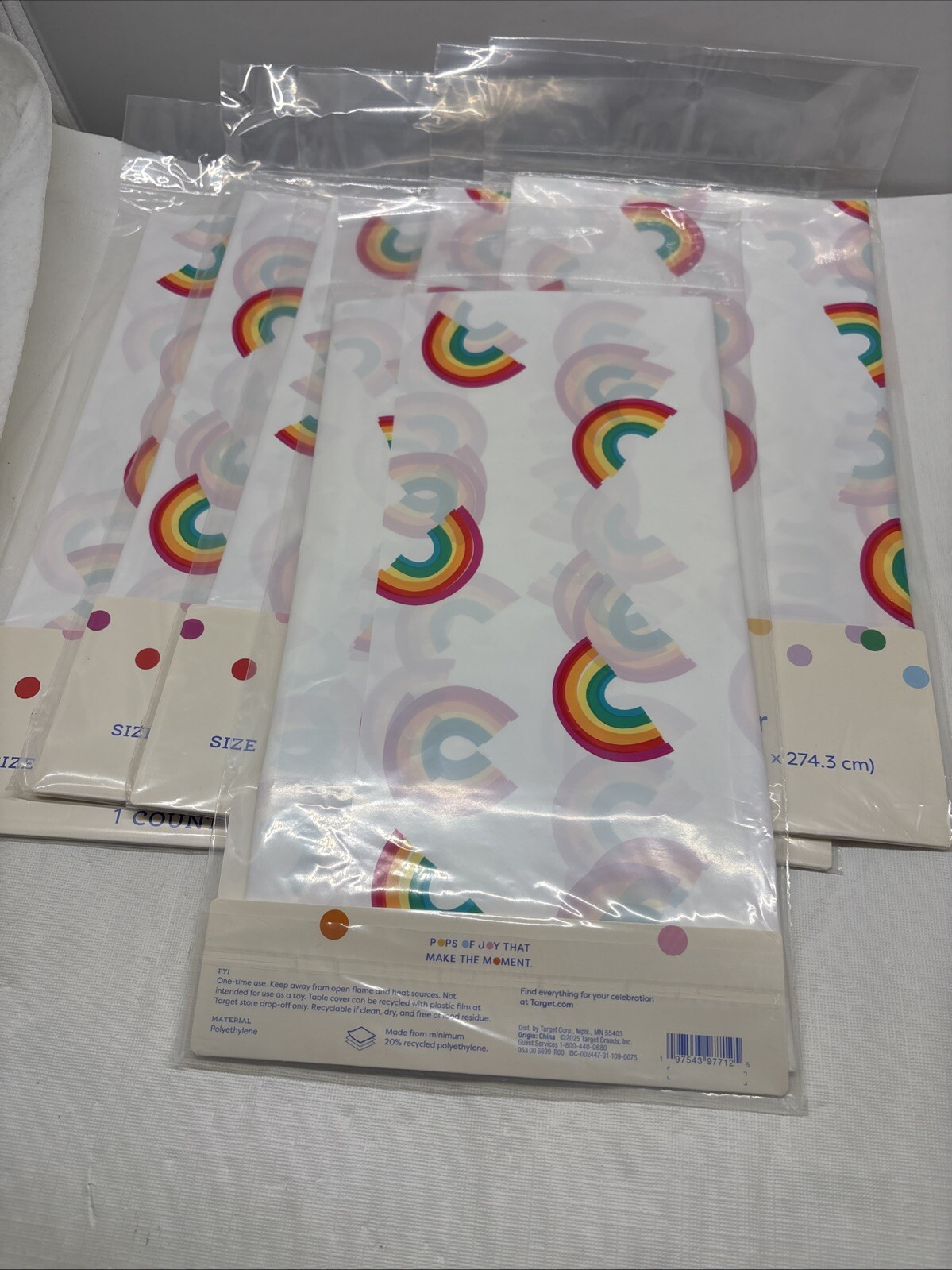 6 X Spritz Stripes RAINBOW Disposable Plastic Table Covers 52X108 (B49
