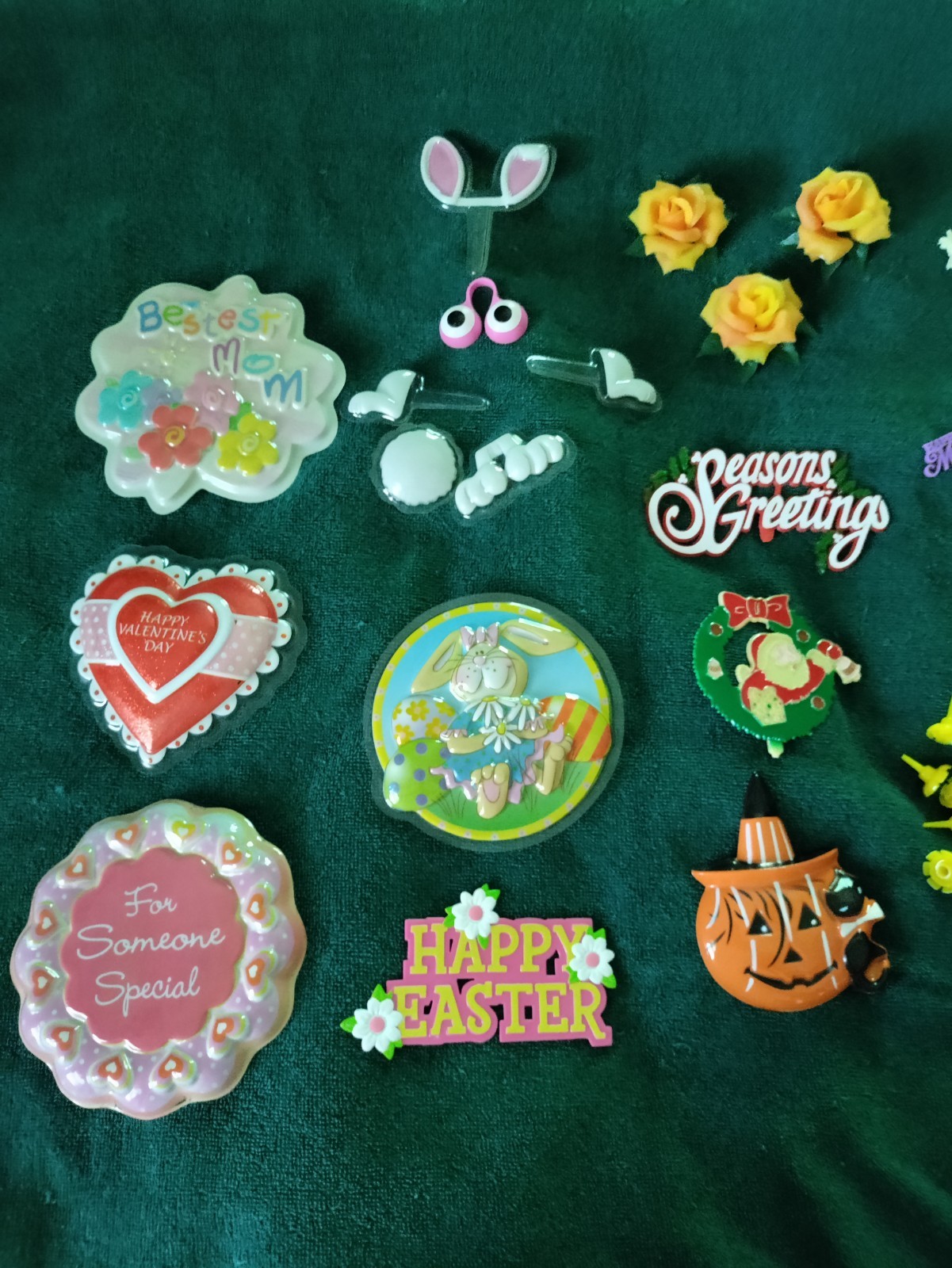 Vintage Lot Of 48 Pieces Cake And Cupcake Decorations Toppers Used And Cleaned!