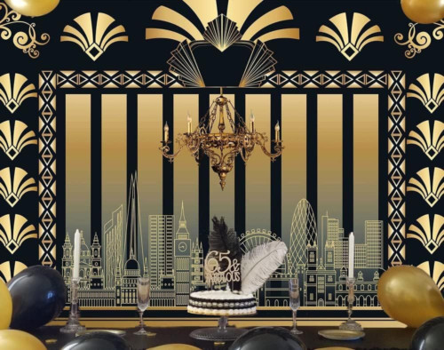 RUINI Roaring 20s Themed Backdrop Art Decor 1920s The Great Gatsby 7x5FT