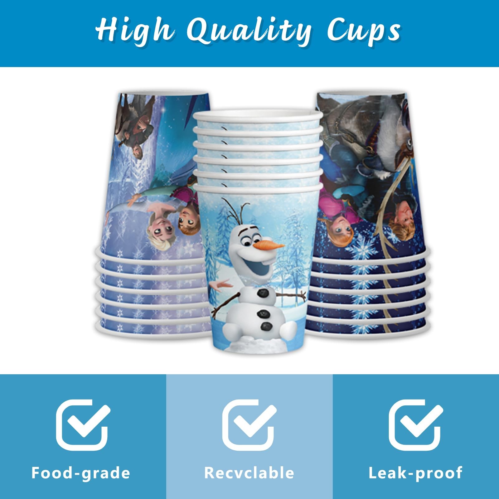 VAYNEIOJOY Frozen Birthday Party Supplies 120pcs Disposable Frozen Paper Plates