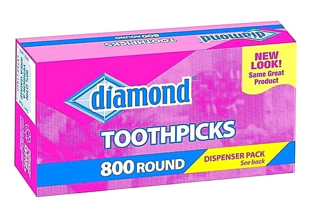 800 Round pointed Birch WOOD TOOTHPICKS No Additives ALL natural wooden DIAMOND