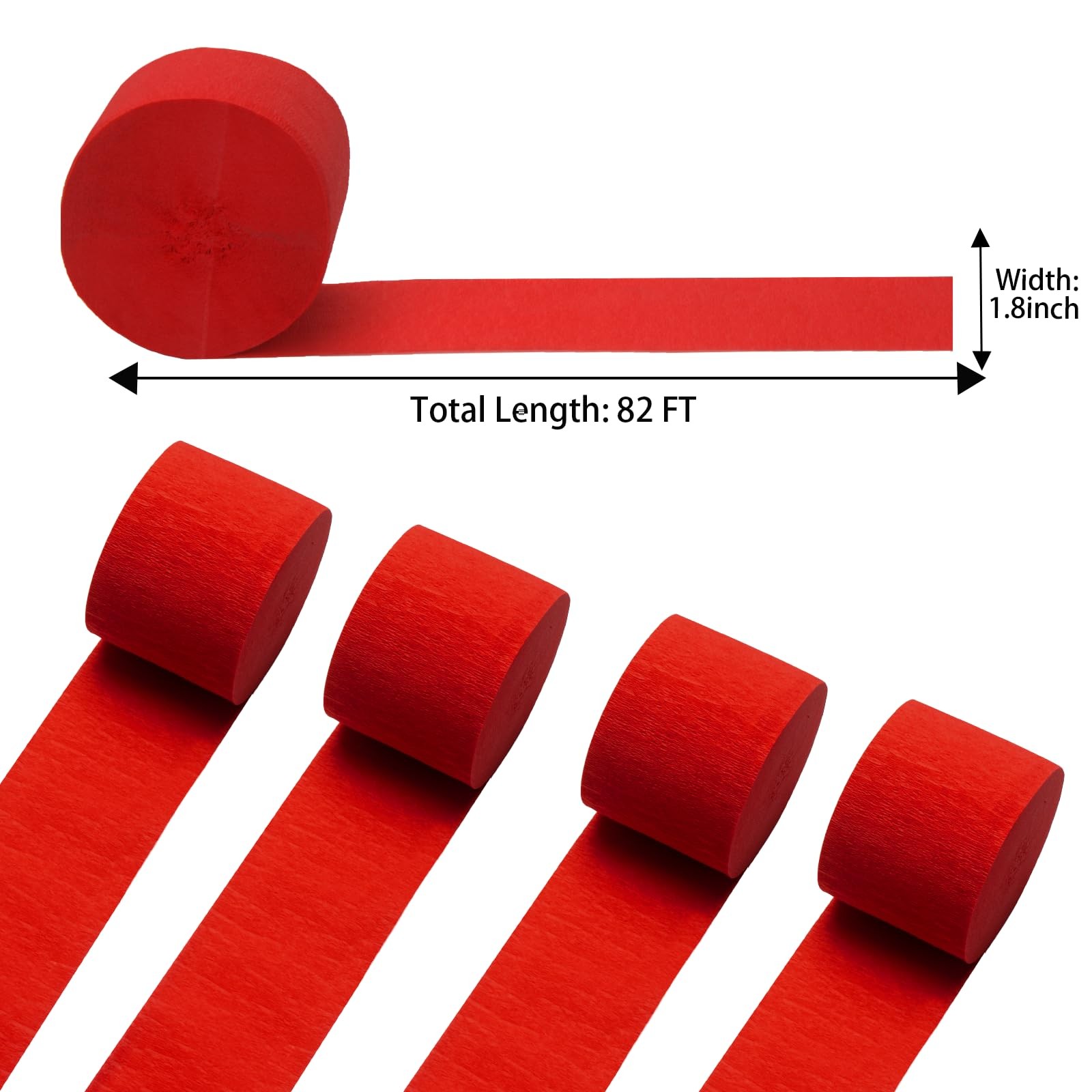 Red Crepe Paper Streamers Valentines Day Birthday Wedding Party 4 Rolls 328ft