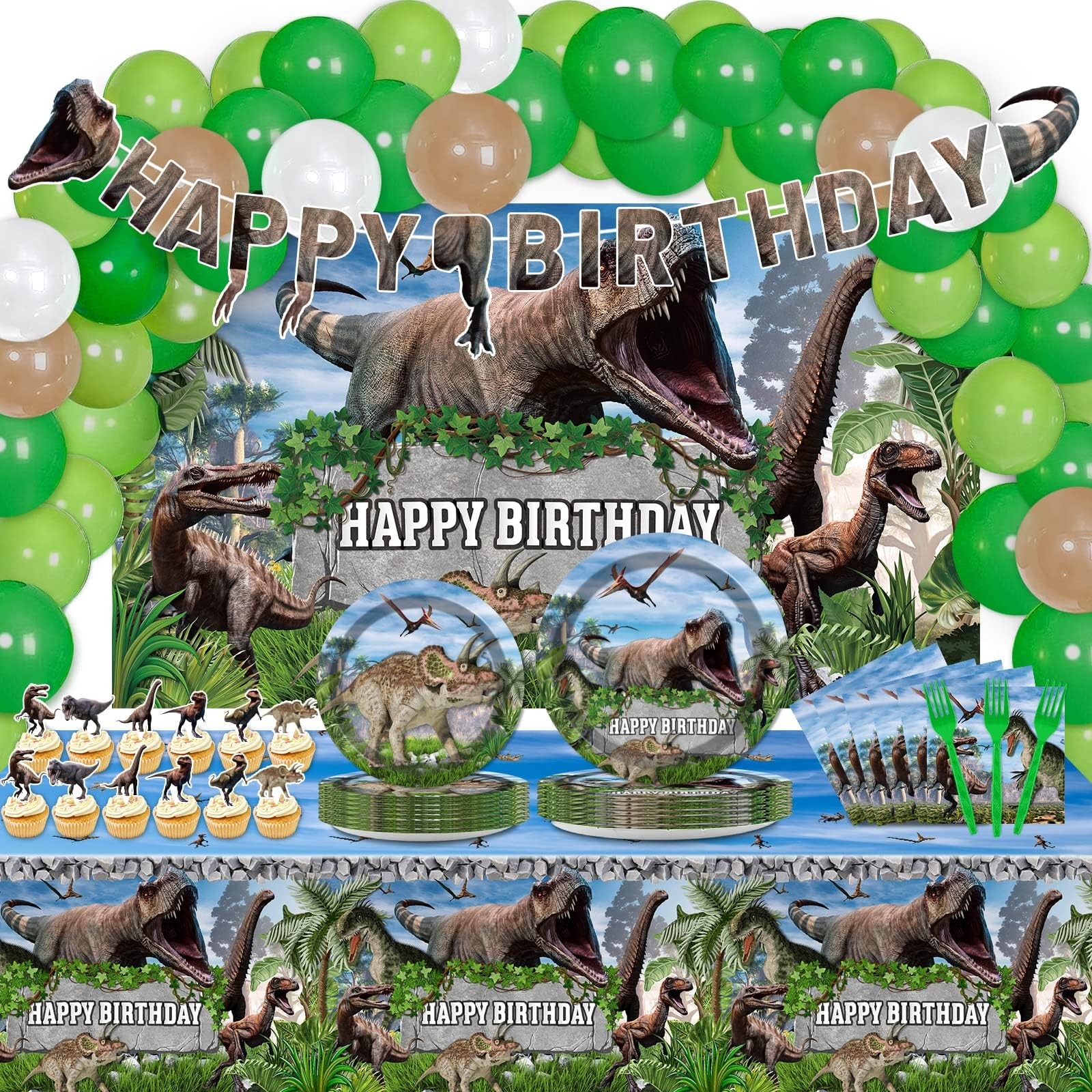 189 Pcs Dinosaur Birthday Party Supplies Set Dinosaur Party Decorations Kit