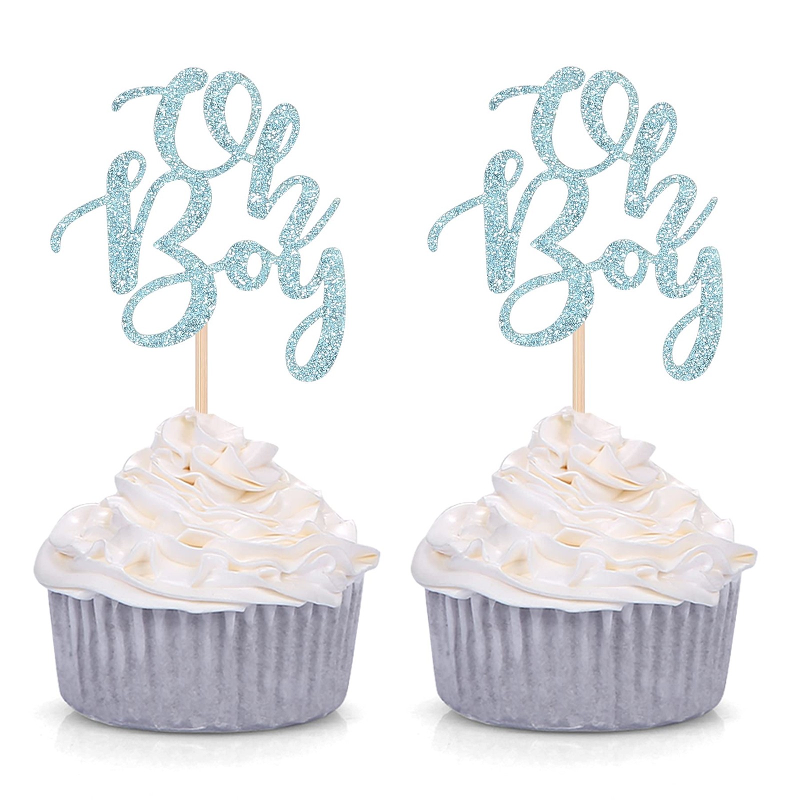 Blue Oh Boy Cupcake Toppers Party Decors Baby Shower Decoration Small,