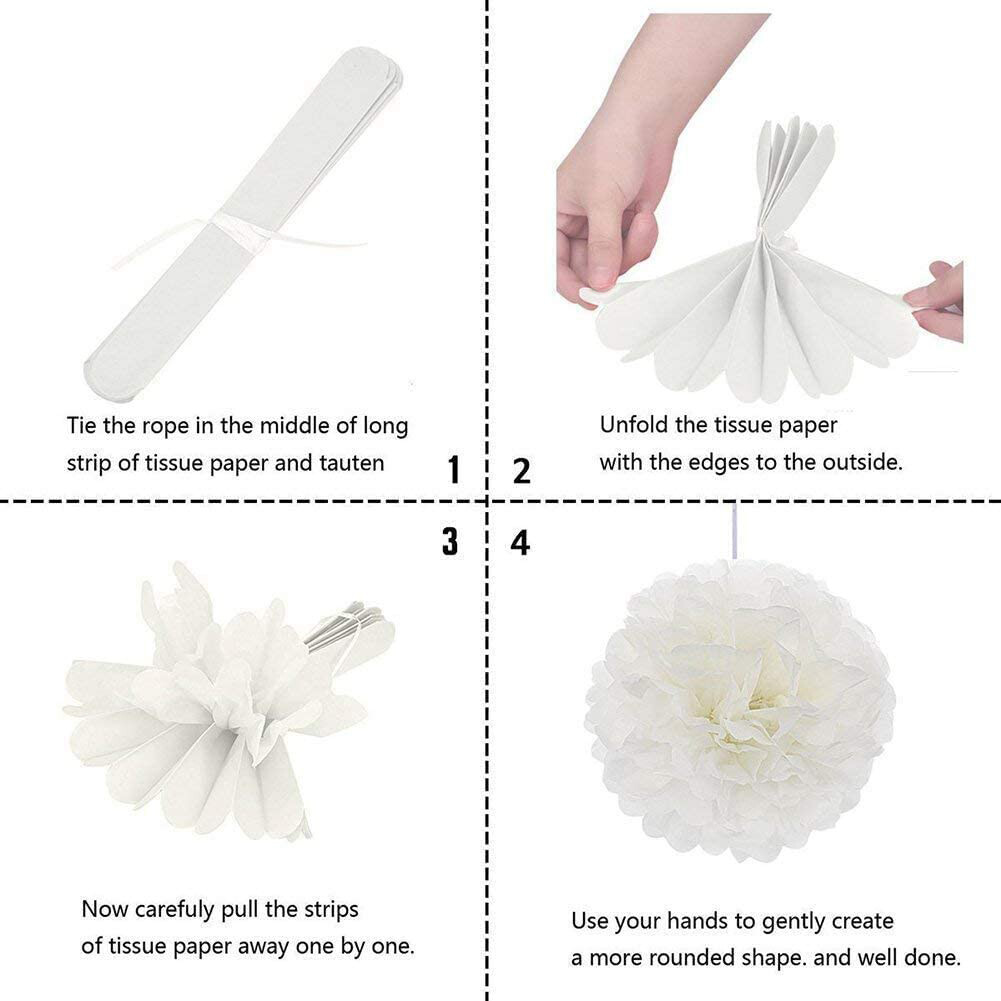 4″ 8″ 12″ Tissue Paper Pom Poms Ball Lanterns Wedding Birthday Photo Shoot Craft