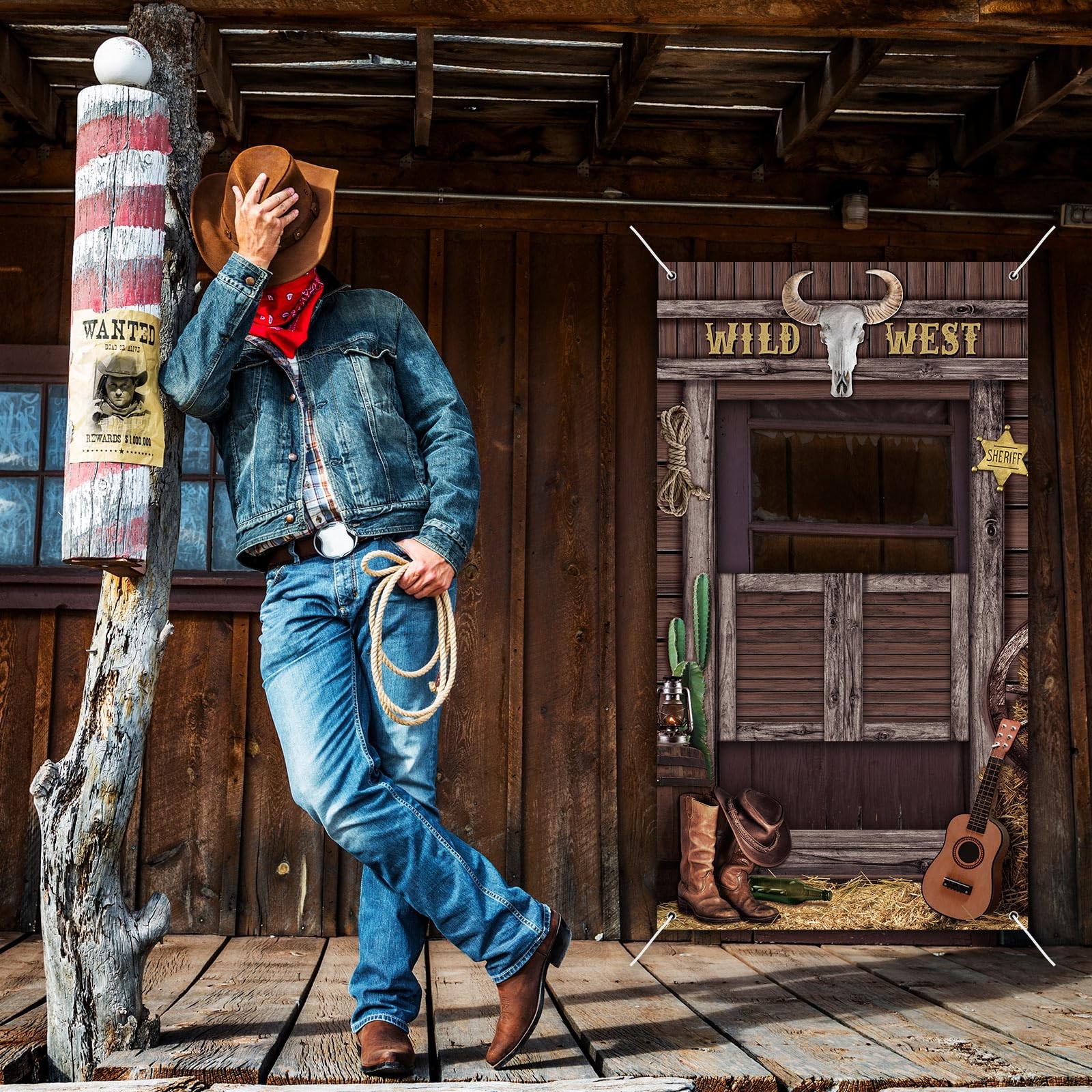 Blosssound Wild West Party Decorations Western Cowboy Photo Booth Multi Color