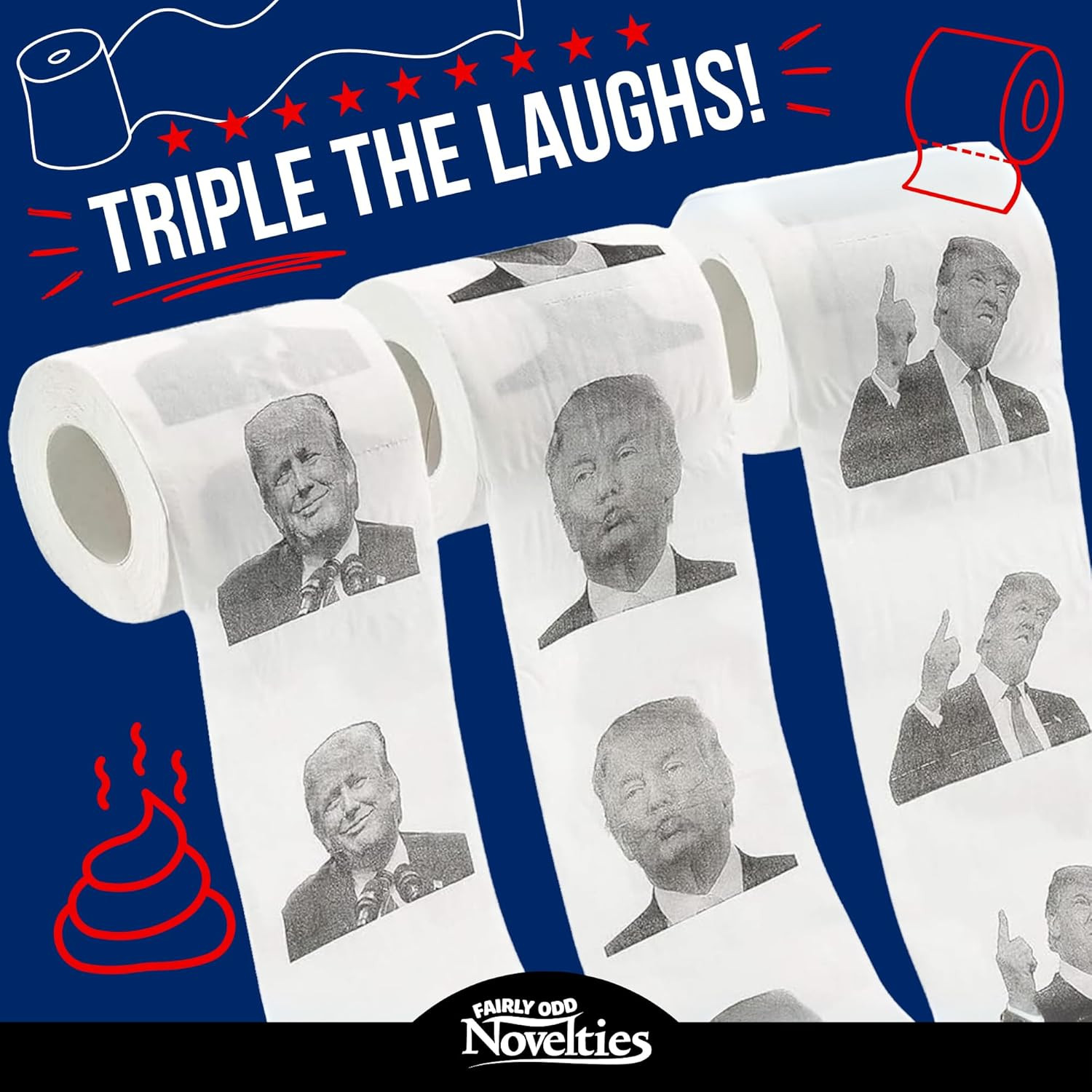 Donald Trump Novelty Political Humor Funny Toilet Paper Gag Gift, Set of 3 Rolls