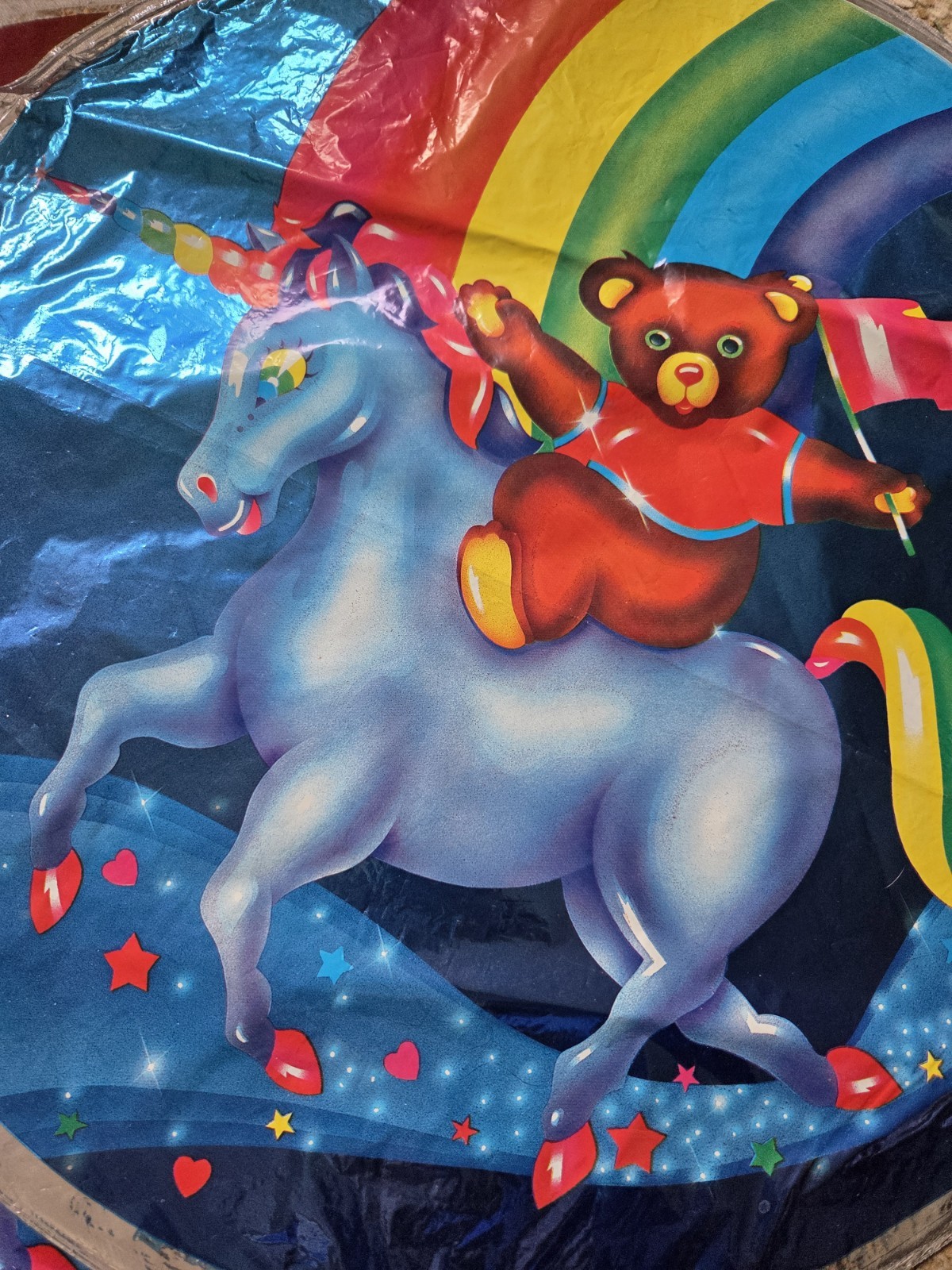 Pair Of Lisa Frank Helium Mylar Balloons Unicorn, Bear, Rainbow All Occasion New