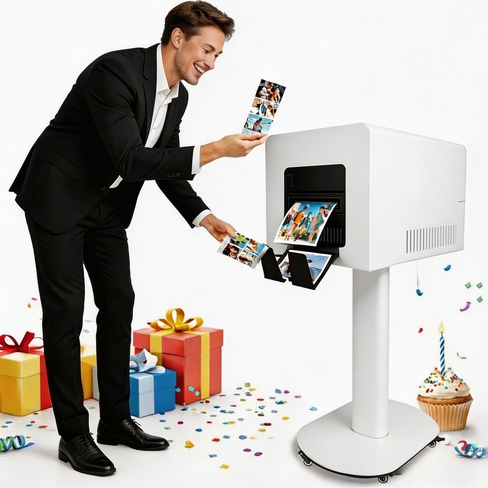 Portable Photo Booth Machine w/Music Sync Light Effects Selfie Booth for Parties