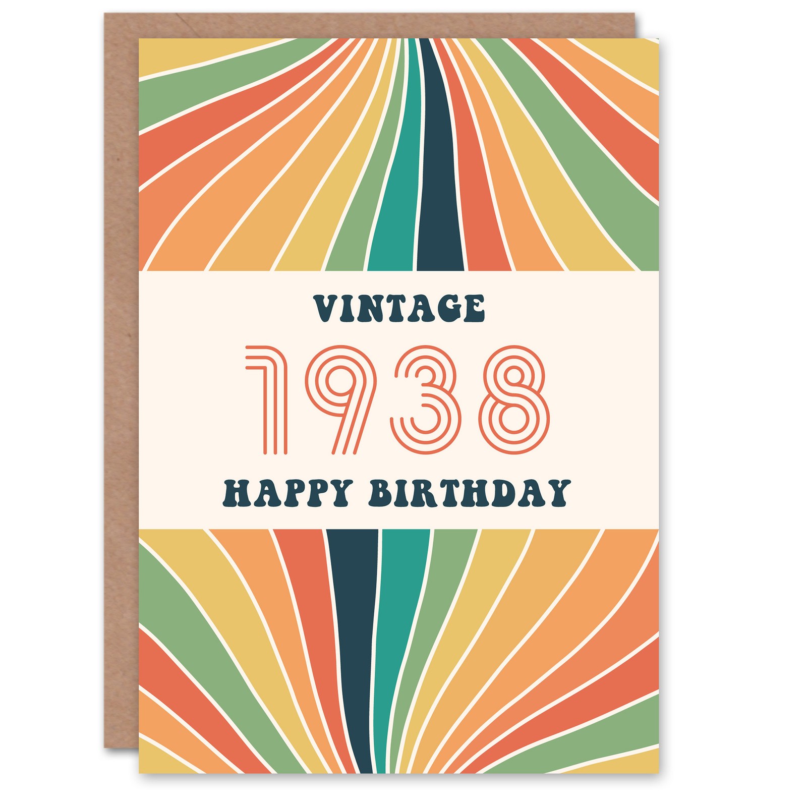 Vintage Retro Him Her Rainbow Born 1938 Aged 87 Years Old 87th Birthday Card