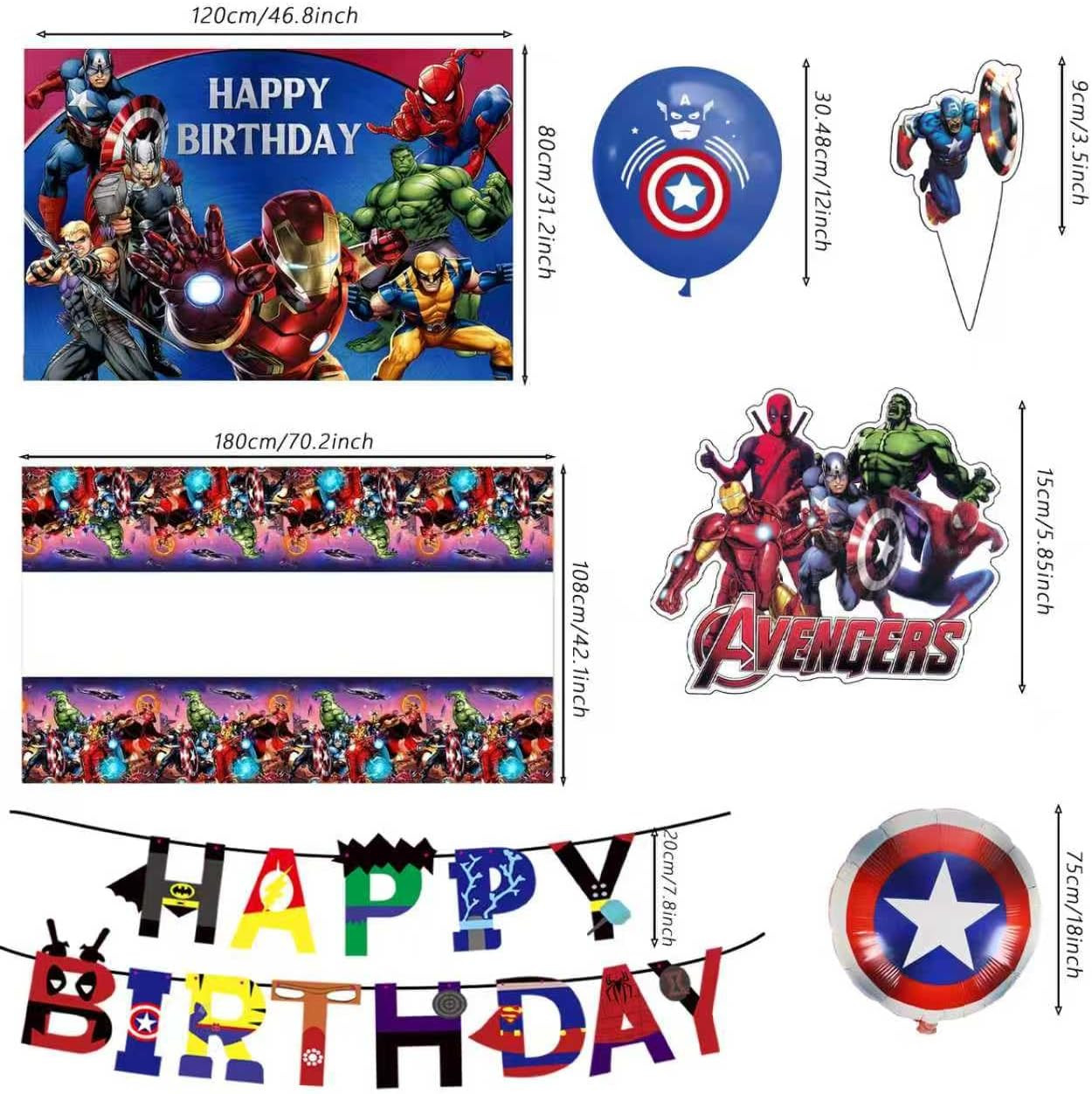 46Pcs Superhero Birthday Party Supplies, Avengers Party Decorations Set Include