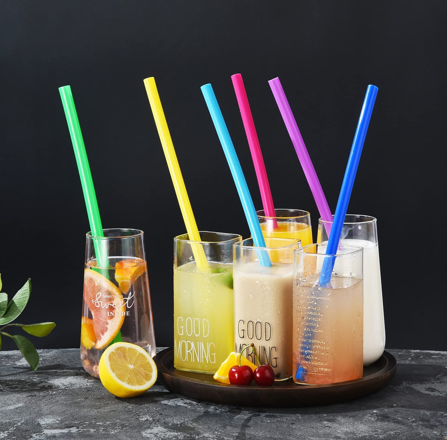 ALINK Reusable Silicone Smoothie Straws, 11 mm Wide, Homochromy – Straight