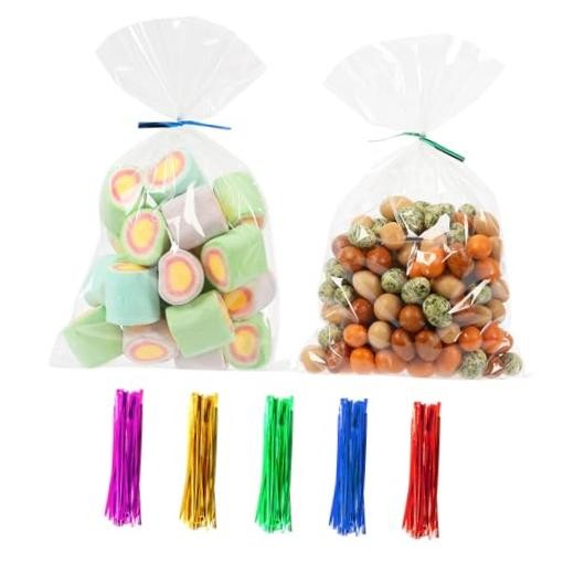 PPRAFDD 100 Pcs 6×10 Inches Cellophane Bags Clear Cellophane Gift Bag with