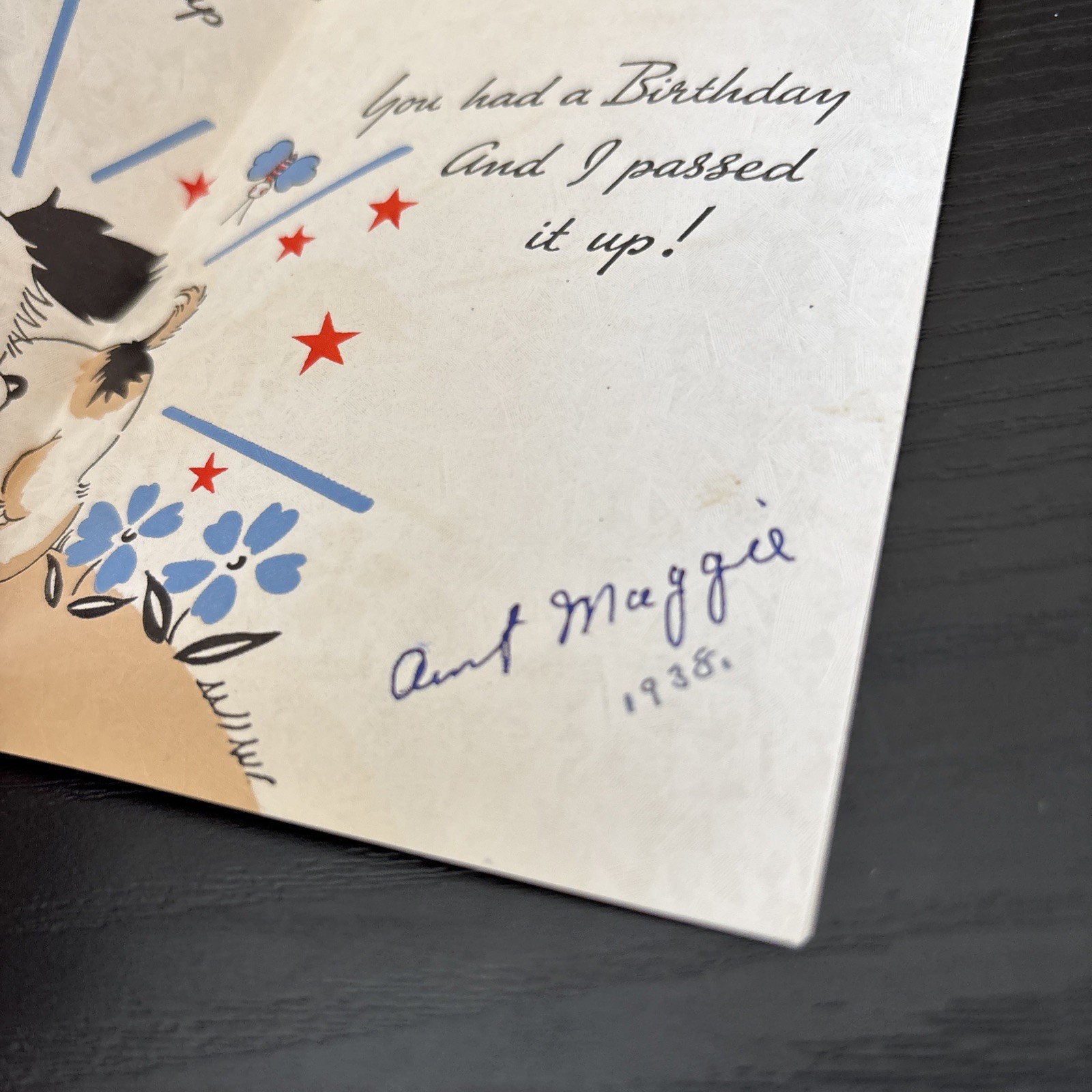 1938 Missed Birthday Card Mad Hatter Fighter Boxer Top Hat Party Art Deco 30s