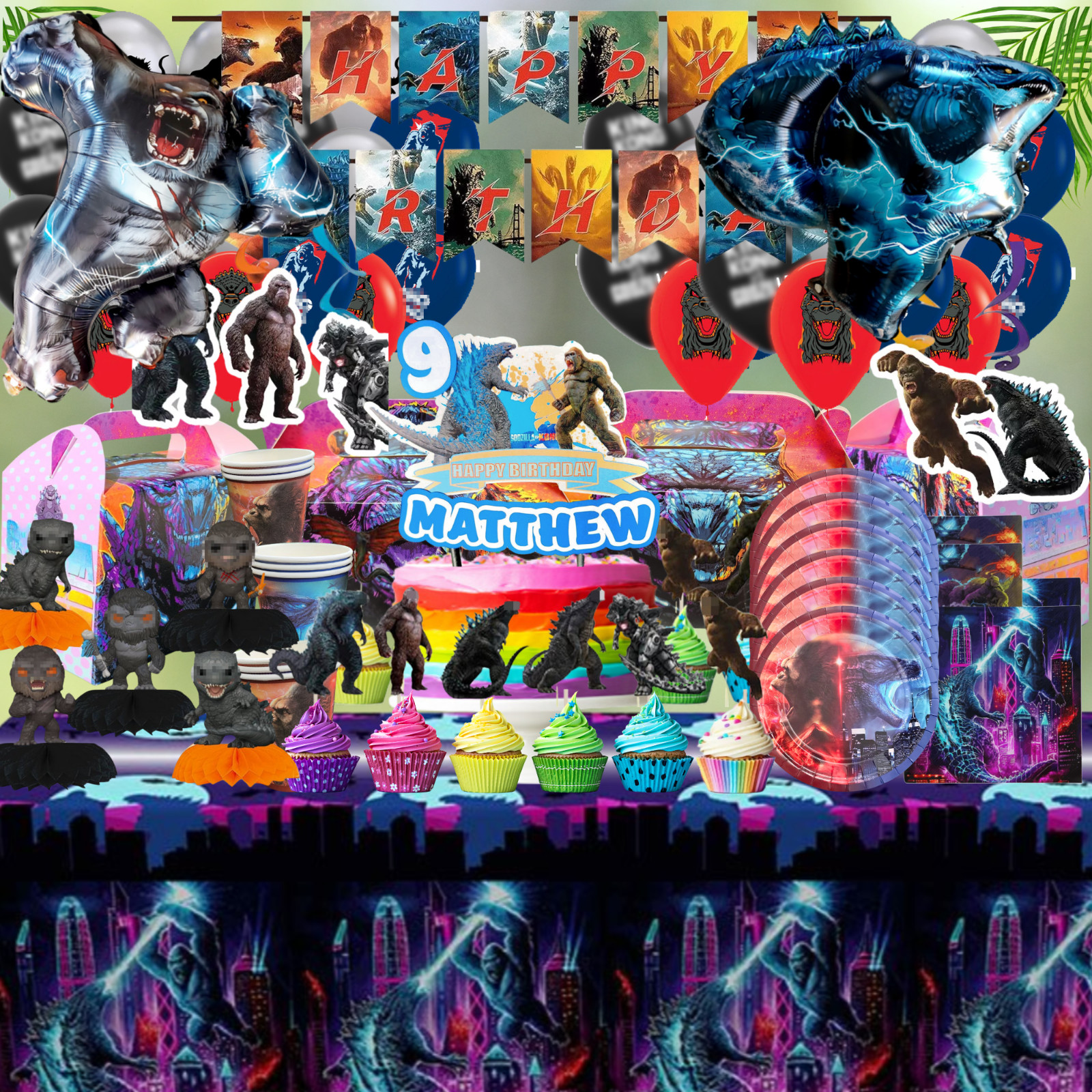 GODZILLA KING KONG 22PC BANNER birthday party supplies centerpiece decoration