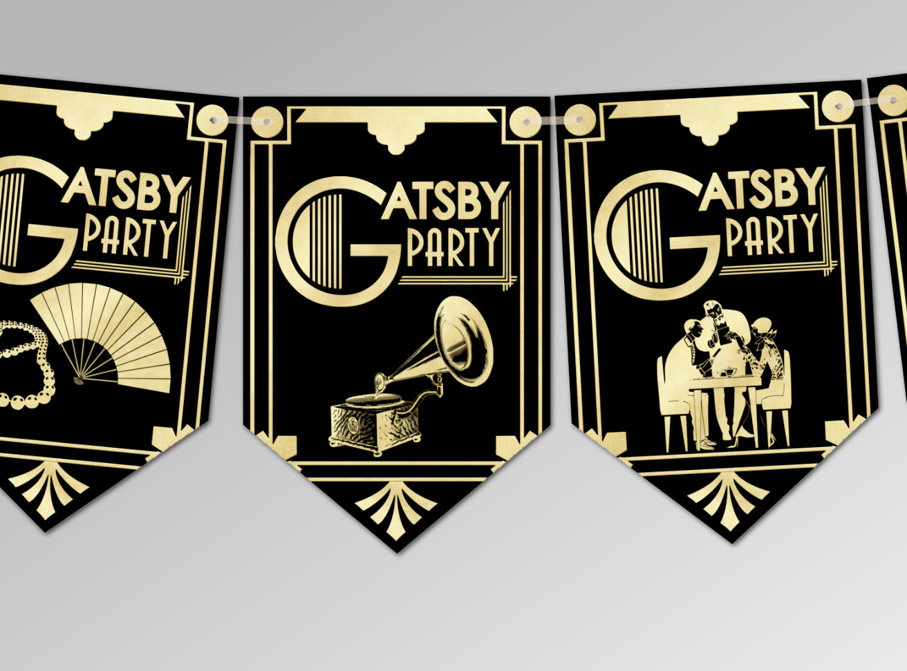 Vintage Gatsby Party Art Deco 1920’s Bunting Party Celebration Bar Decoration