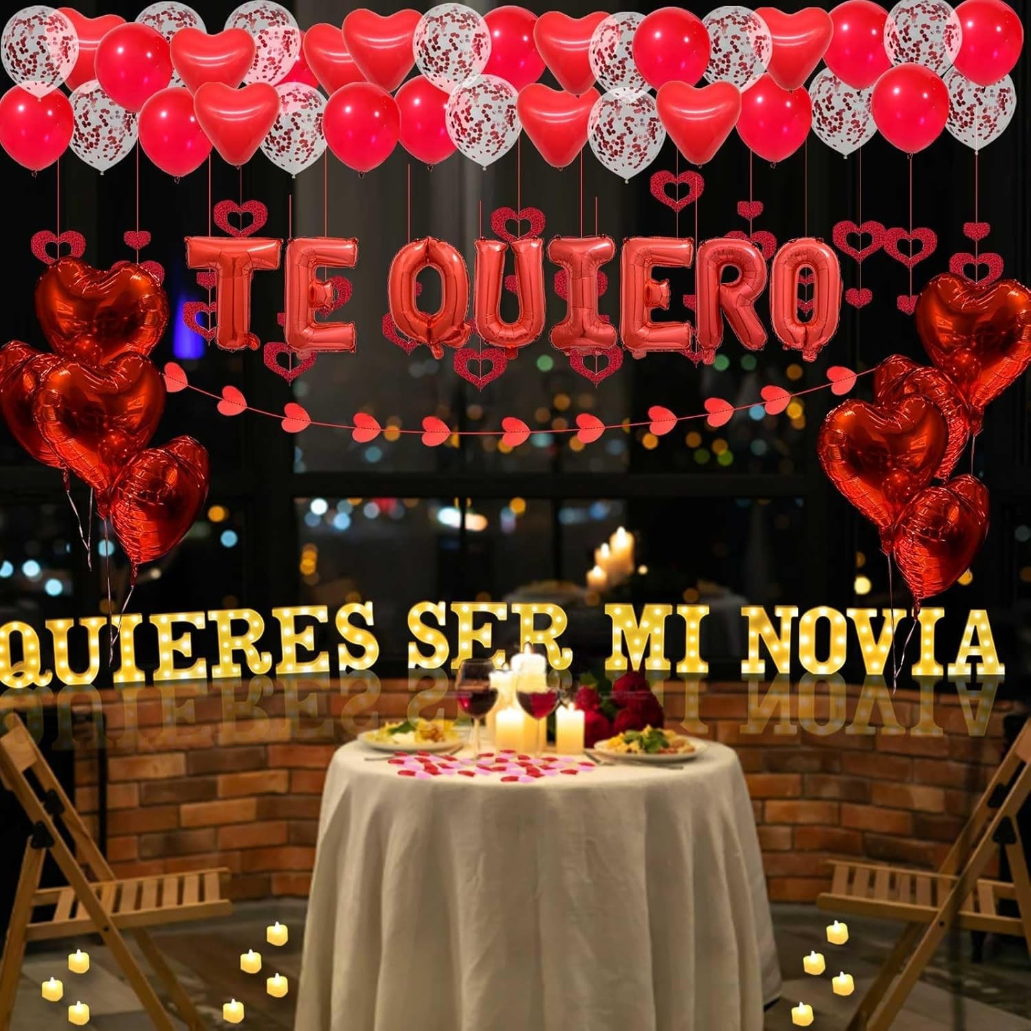 17Pcs 6.3″ Letter Sig,Quieres Ser Mi Novia Light Up Letters Proposal Decorations