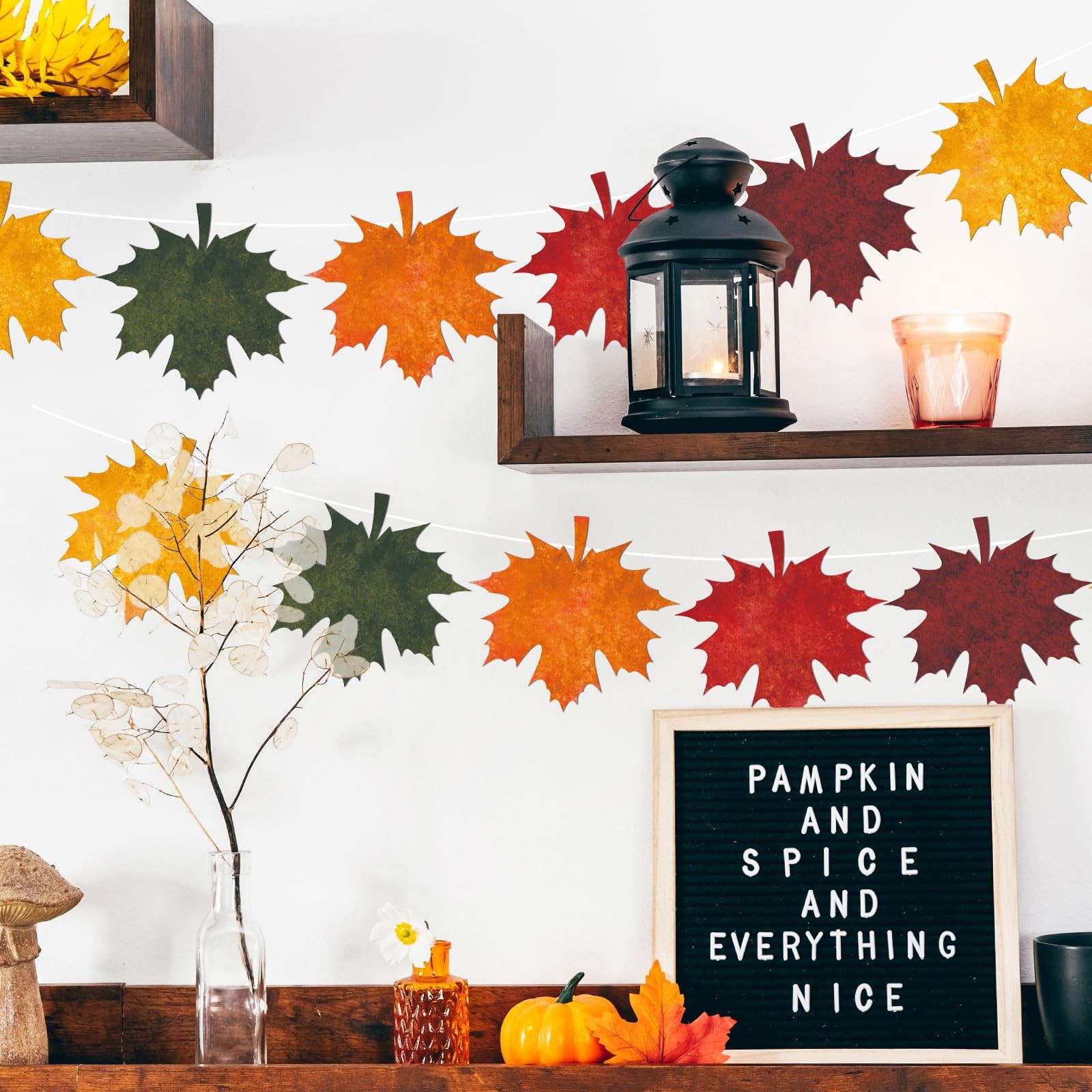 50 PCS Fall Autumn Maple Leaves Solid Cardboard Cutouts 100 Glue Points Decor