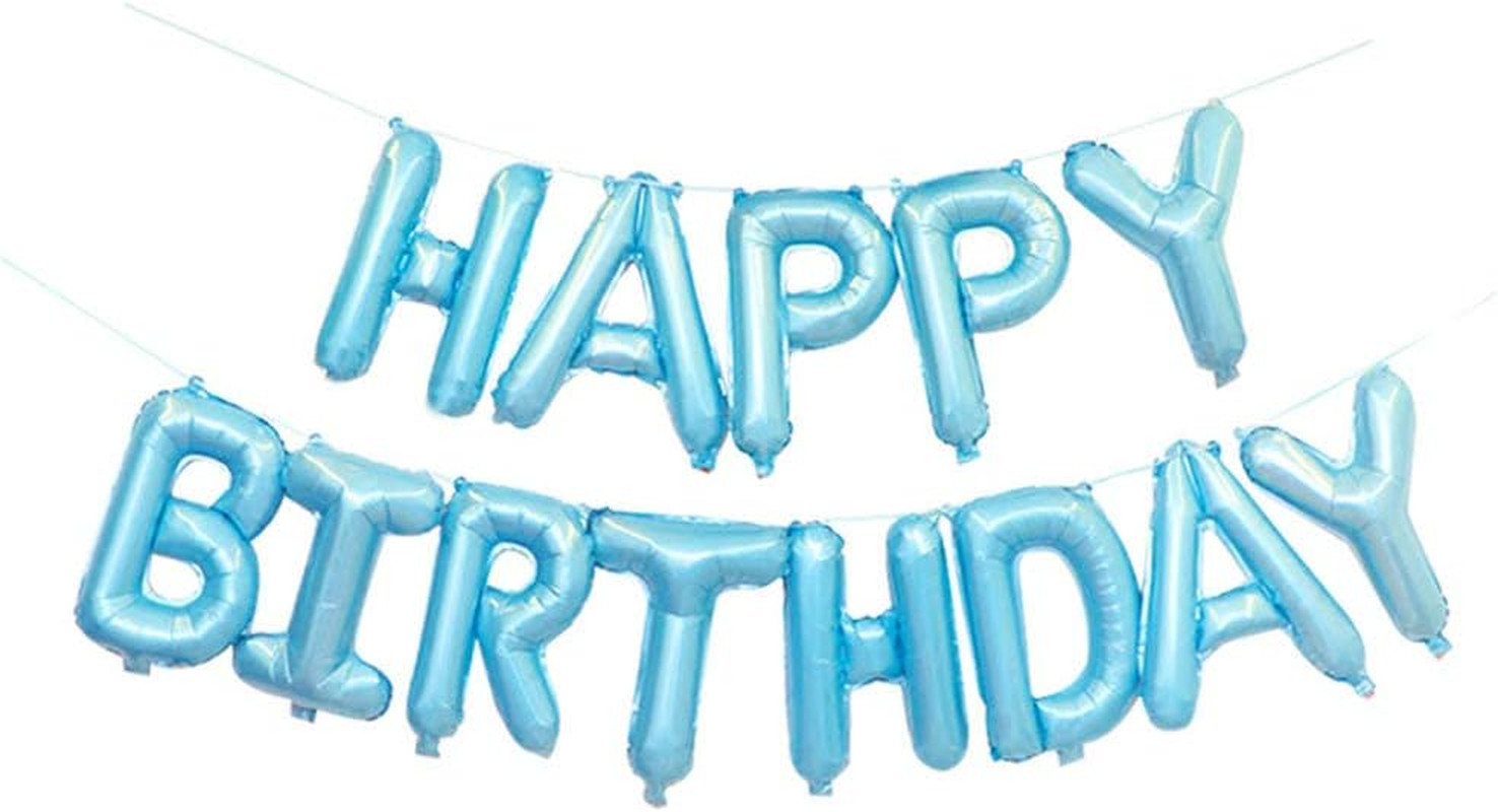 Blue Happy Birthday Balloons,16 Inch Foil Letter Balloons Banner for Birthday Pa