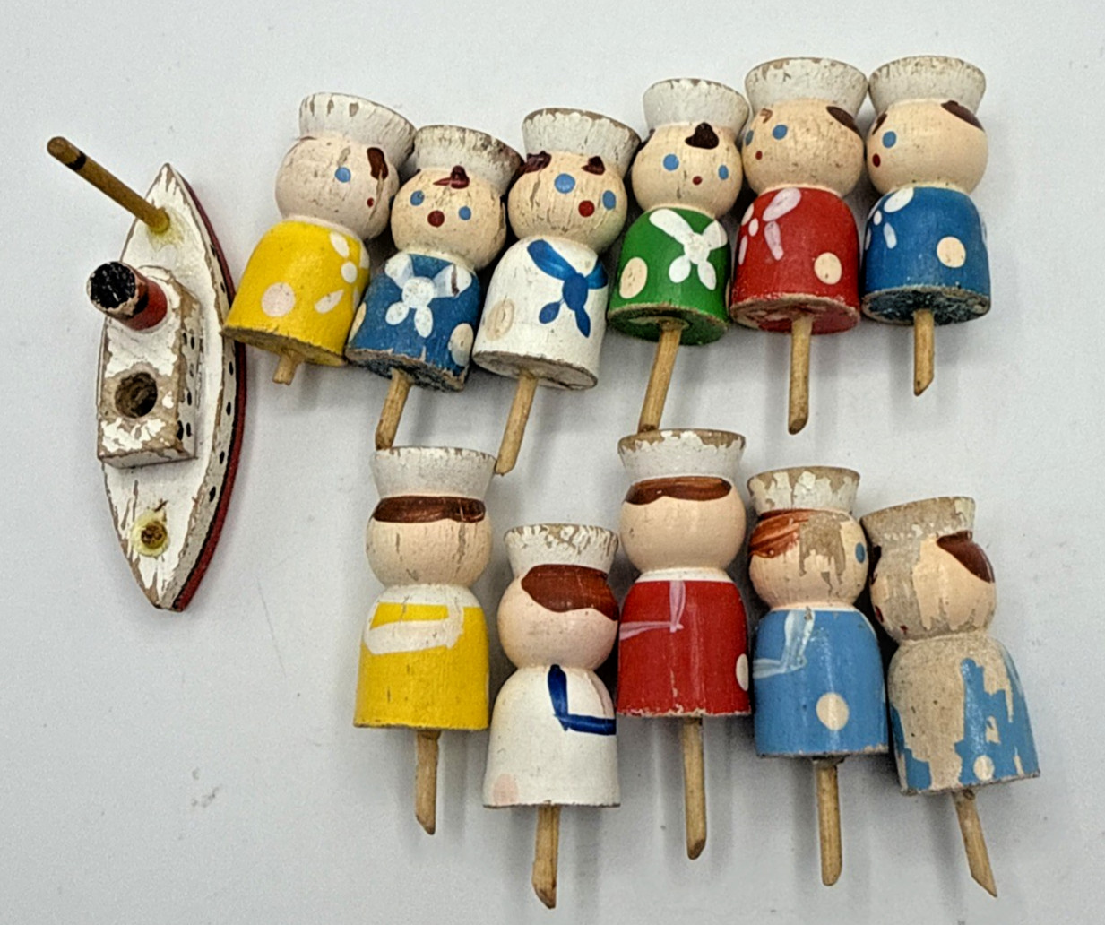 Vintage Wooden Sailor Ship Cake Toppers Candles holders retro Baking Birthday