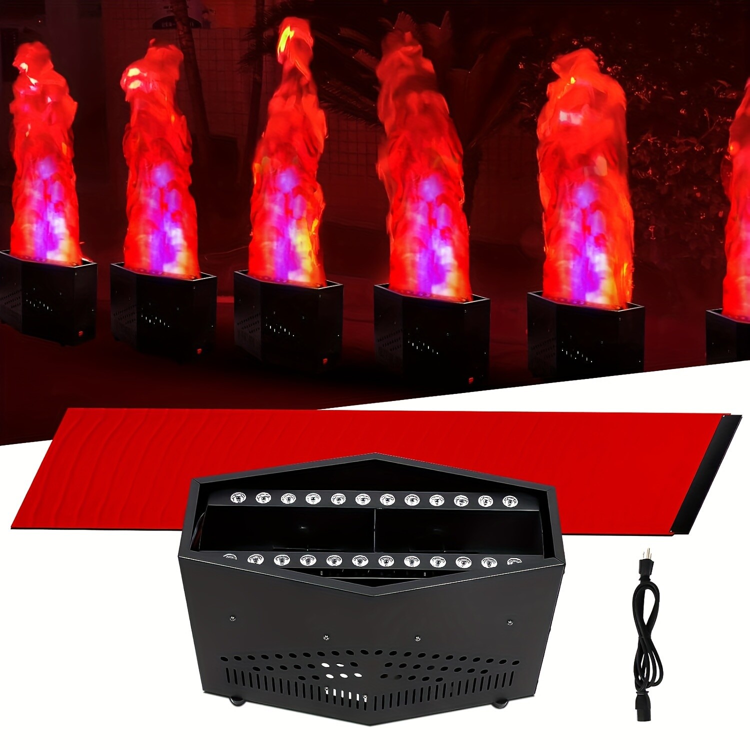 1.8M Red Flame Light Simulated Campfire Light Fake Flame Lamp Effect Decor US