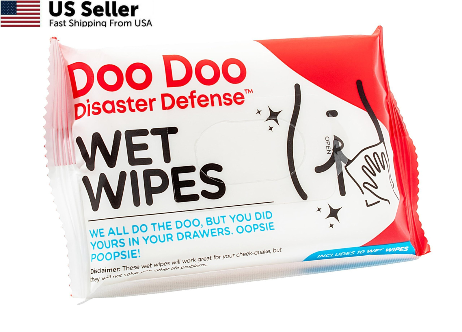 Doo Disaster Wipes – 10/Pack – Flushable Moist 10 Count (Pack of 1)