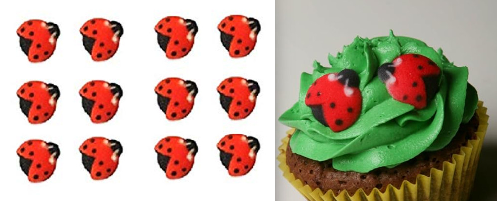Oasis Supply Set of 12 Edible Sugar Ladybug Toppers for Cakes or Cupcakes