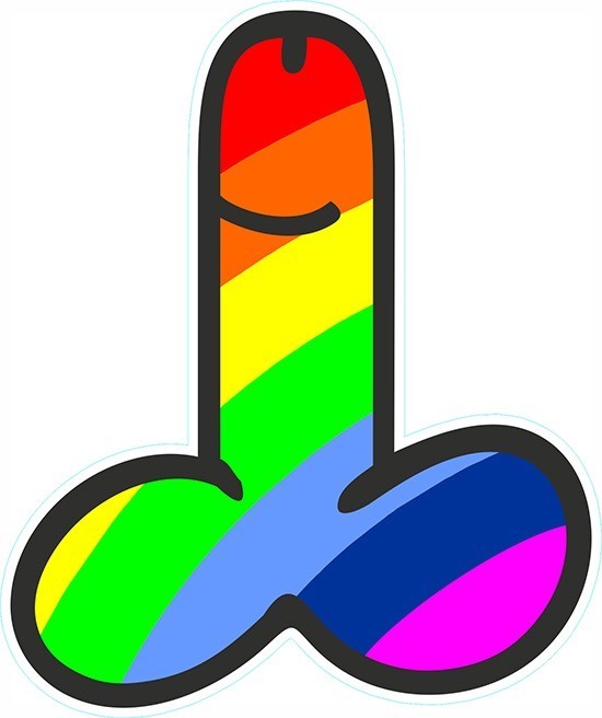 Shaped Vinyl Rainbow Penis Stickers laptop hen doo LGBT adult humour cock willy