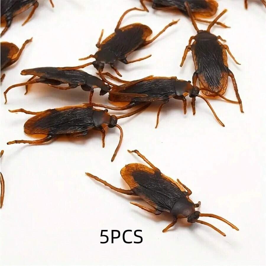 5pcs Fake Cockroach Funny Prank Toy Novelty Realistic Cockroach Insect Toy Joke