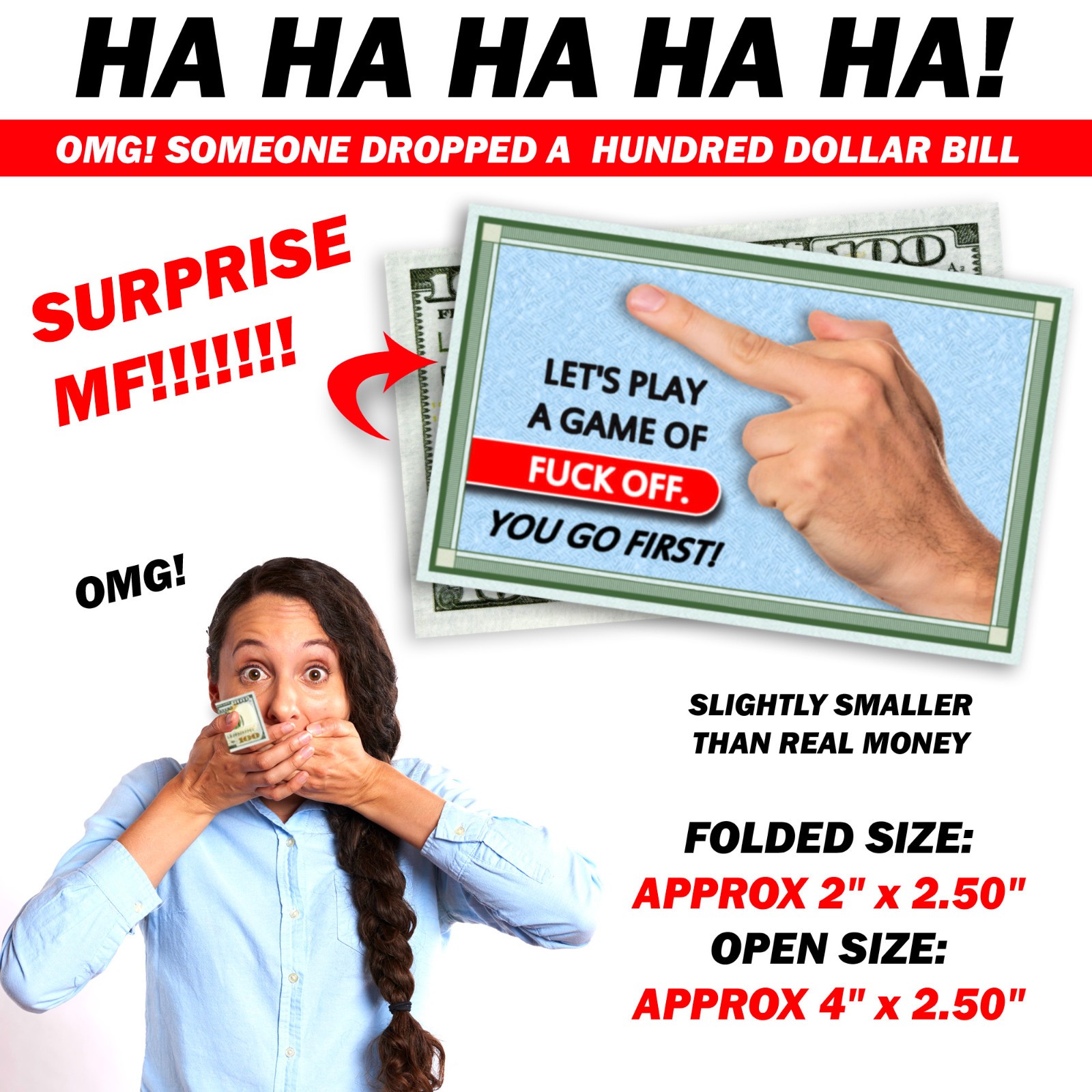 F**K Off Game! Fake Replica Hundred Dollar Bills Money Drop Cards Prank!