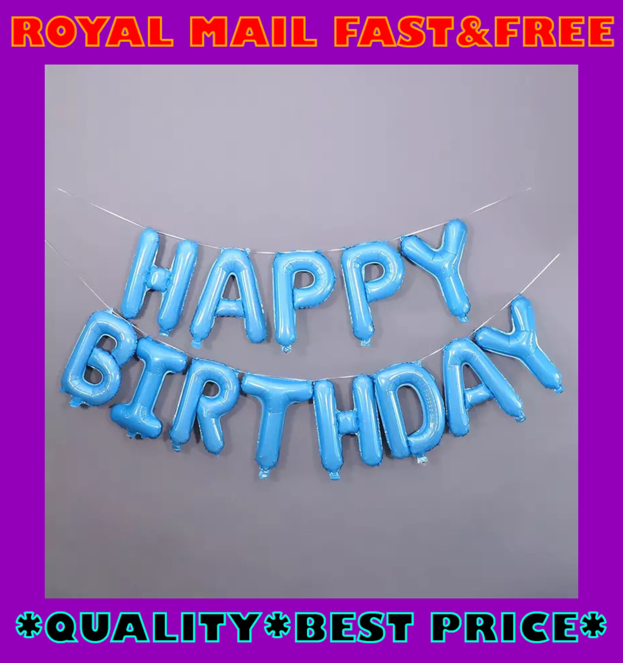 Happy Birthday Balloons Banner Bunting Letter Self Inflating Foil Balloon Party
