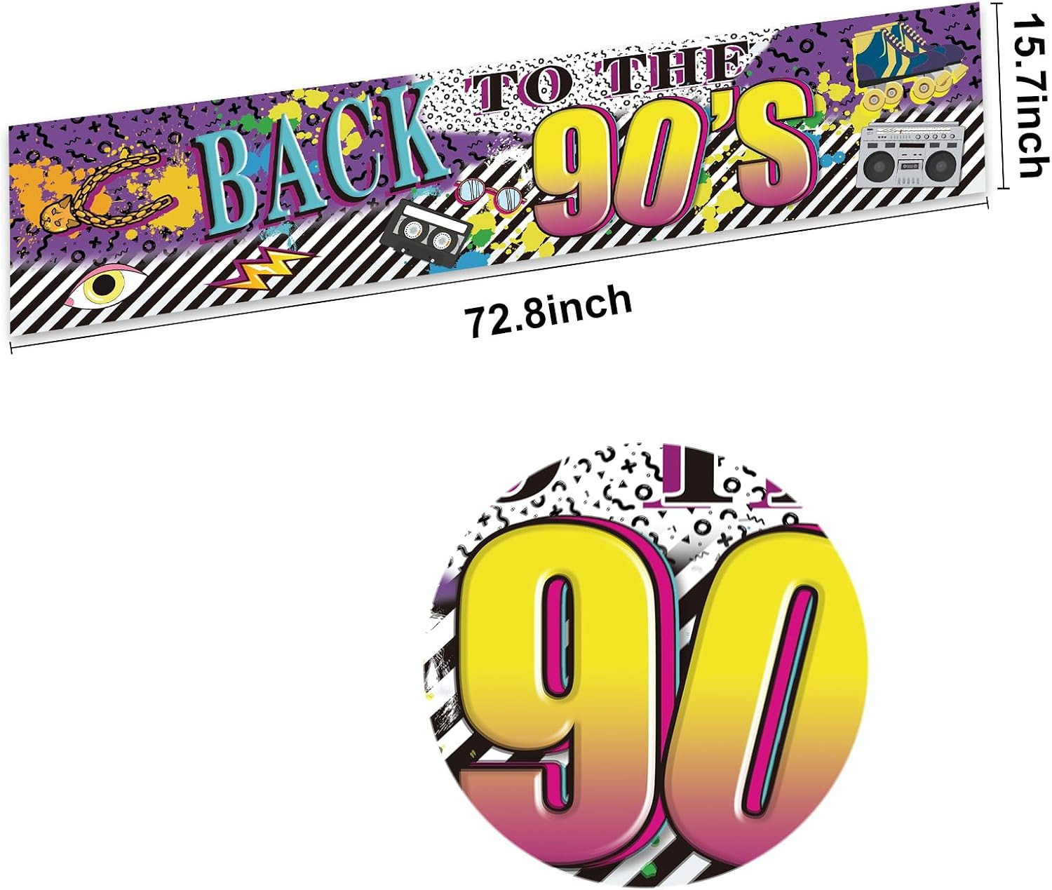 Back to the 90S Theme Party Banner Sign Decorations, Retro 90’S Hip Hop